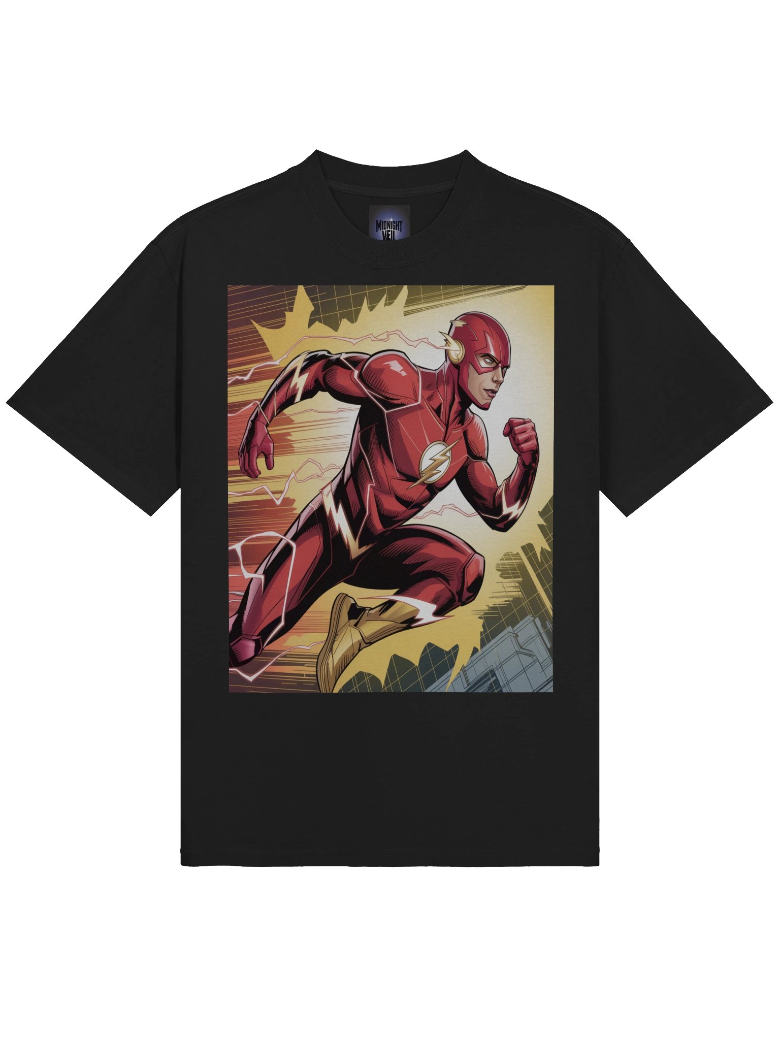 Shadow Sprint: The Flash Faded Velocity Oversized T-Shirt product image (5)