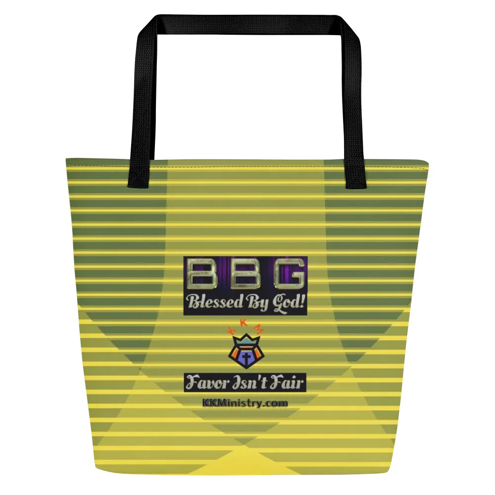 Yellow with Stripes BBG Tote Bag with Pocket product image (2)
