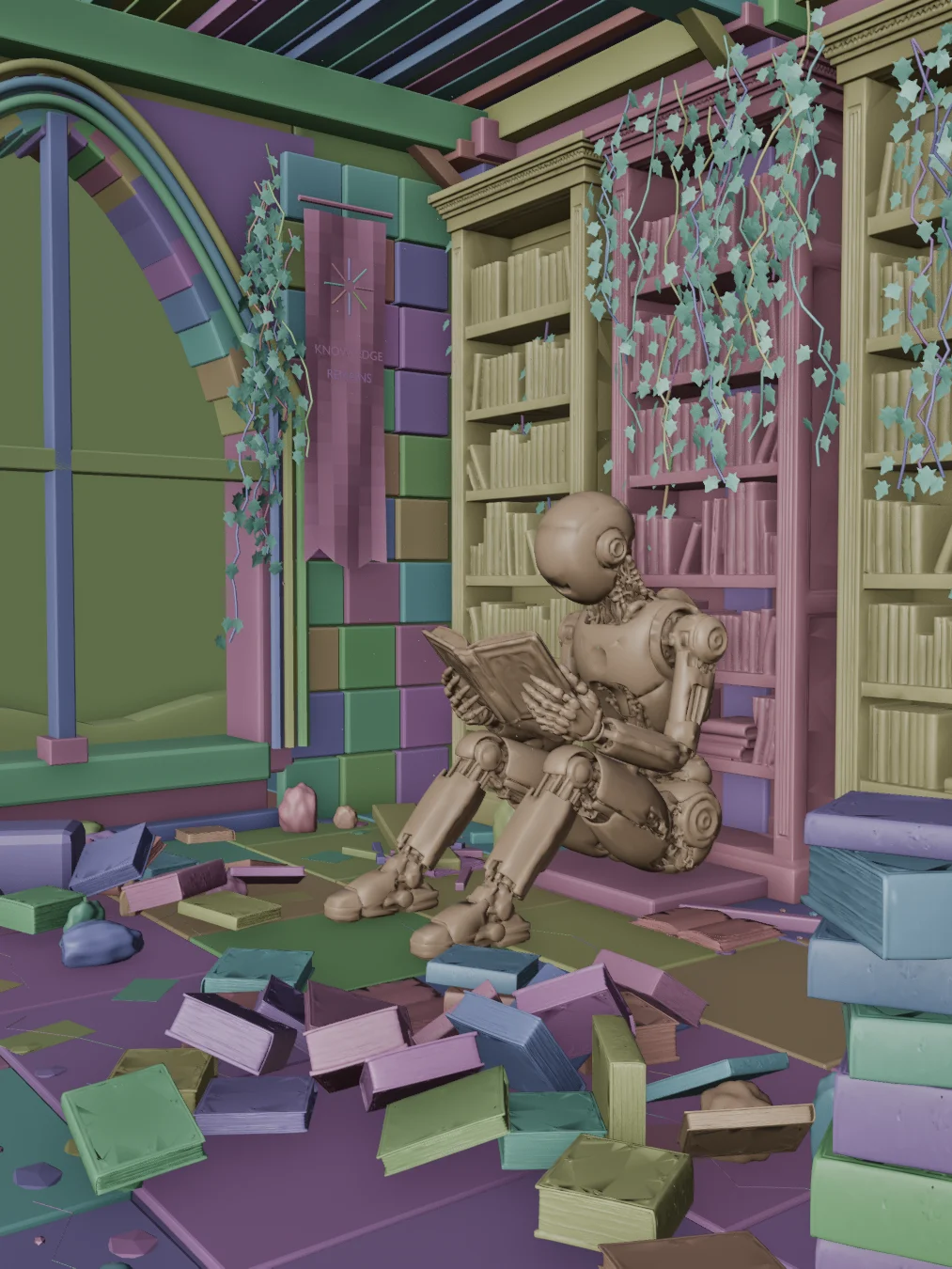 Robot in Library | Scene File product image (7)