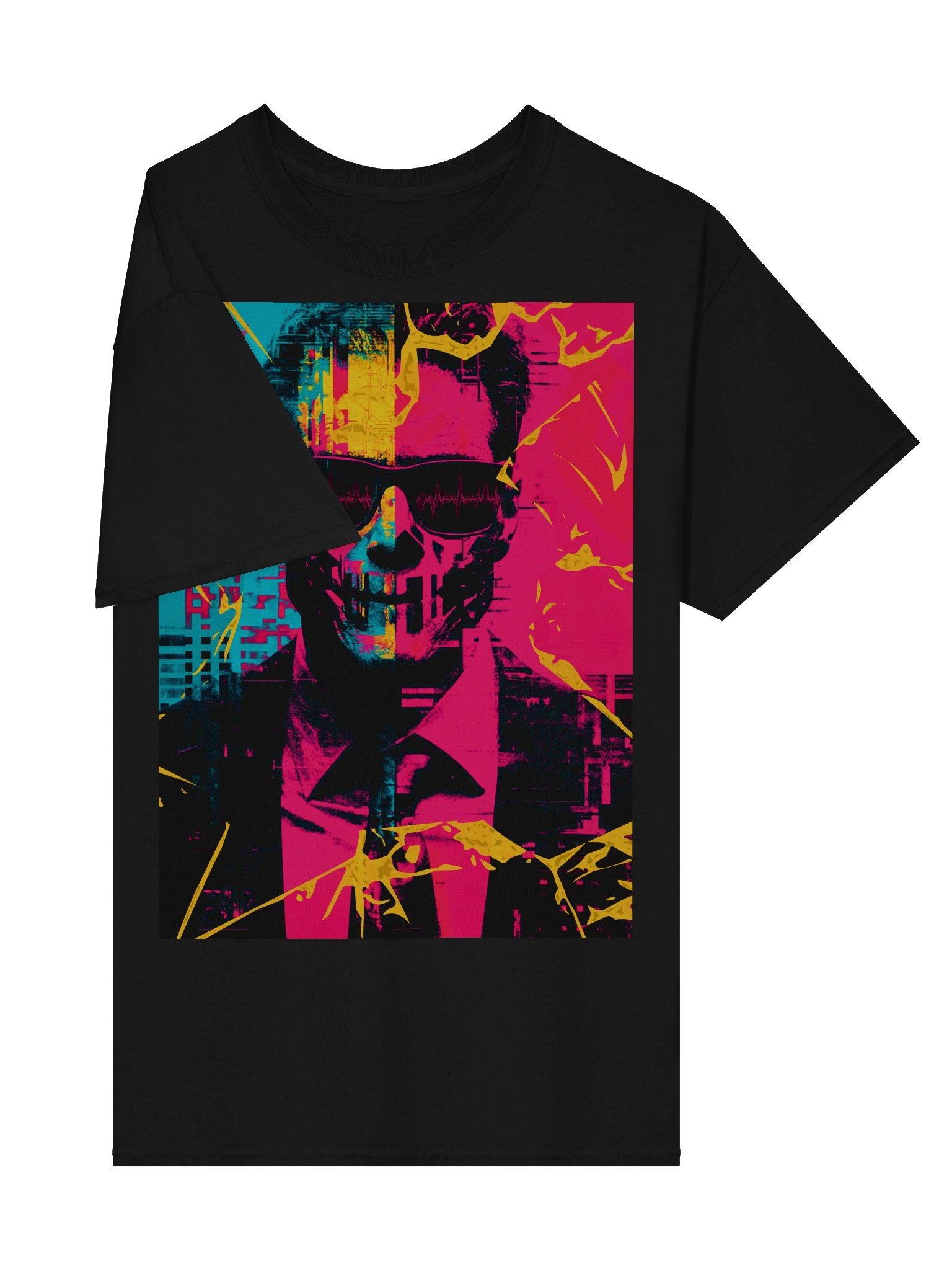 Cyber-Glitch Noir Graphic T-Shirt product image (4)