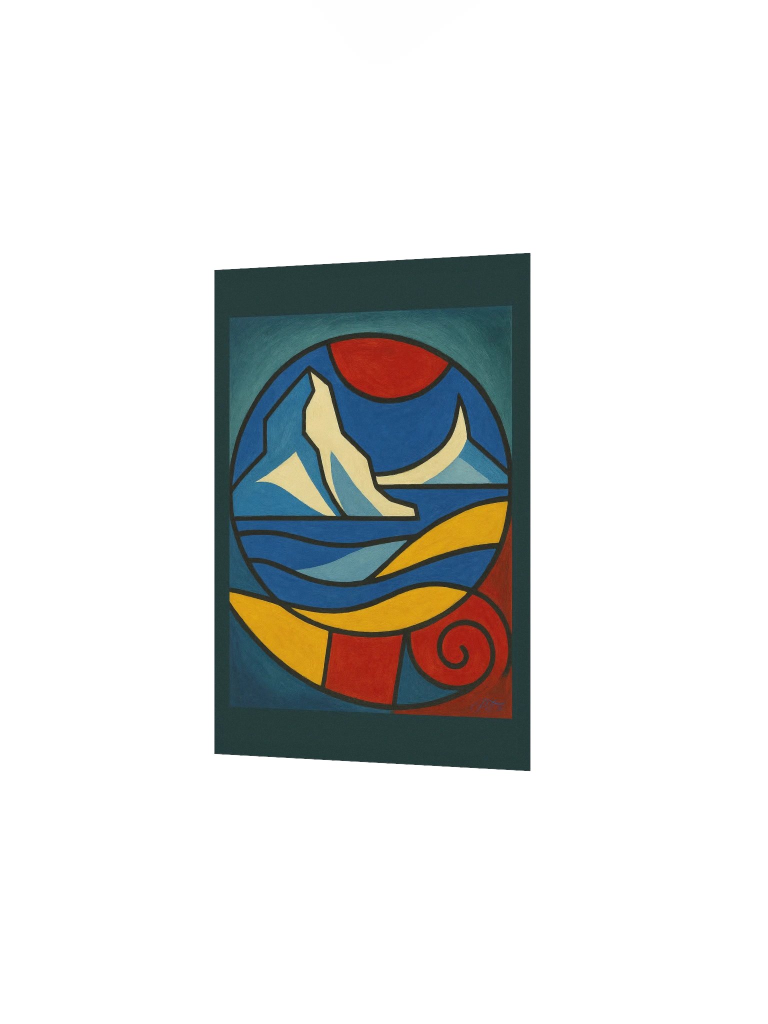 Greenland Reverie – Scandinavian Art Style Poster - Abstract Landscape in Vivid Primary Colors product image (2)