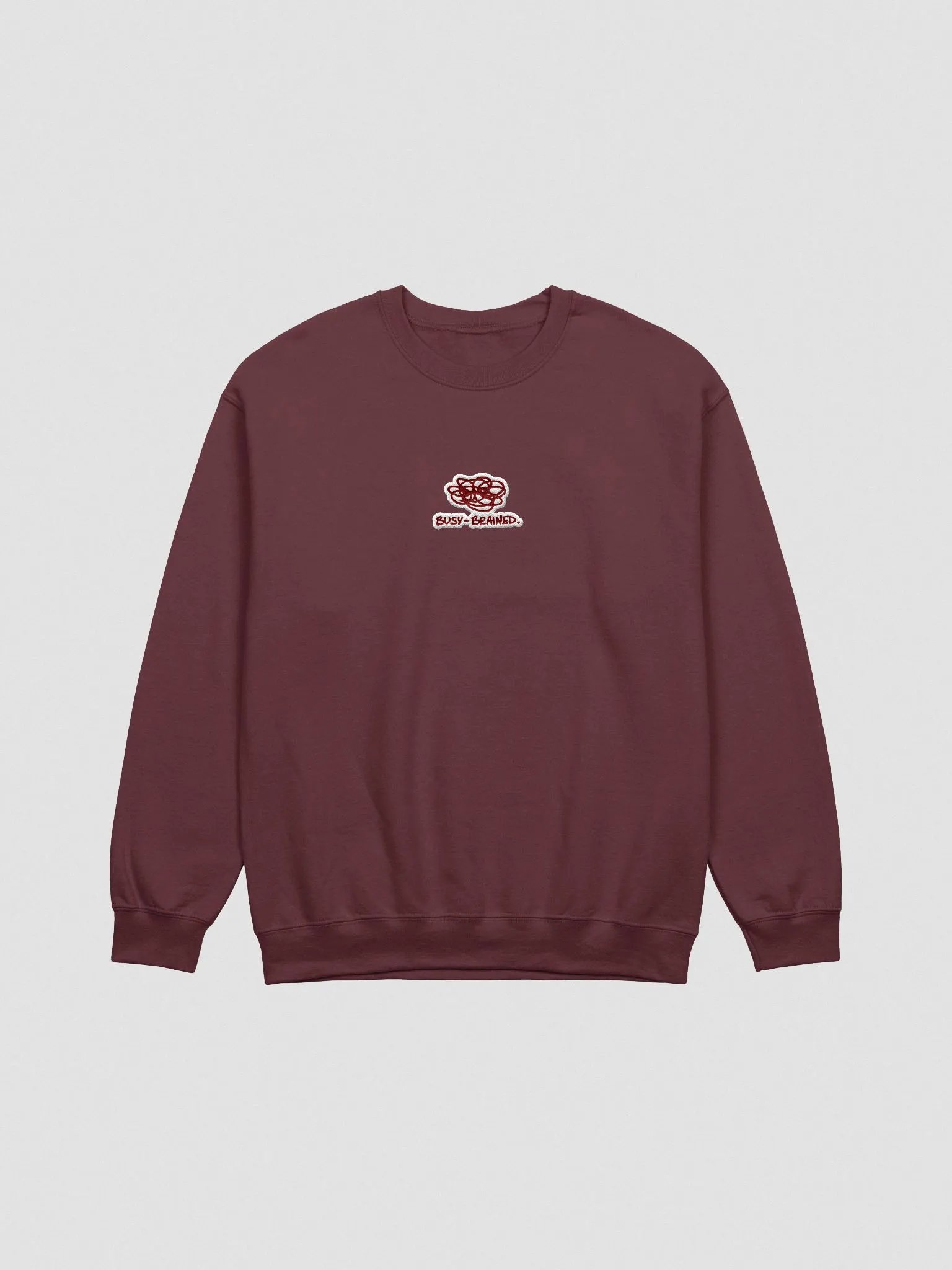 BUSY-BRAINED embroidered crewneck (maroon bubble design) product image (3)