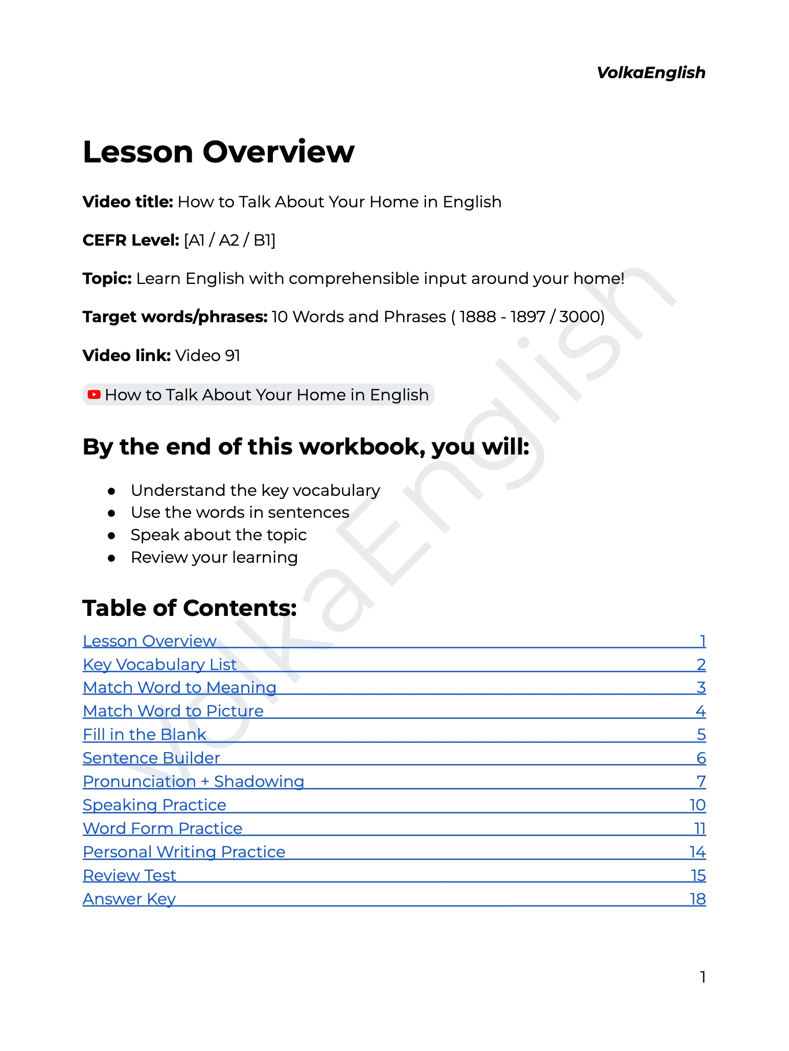 How to Talk About Your Home in English - Video 91 Study Pack product image (2)