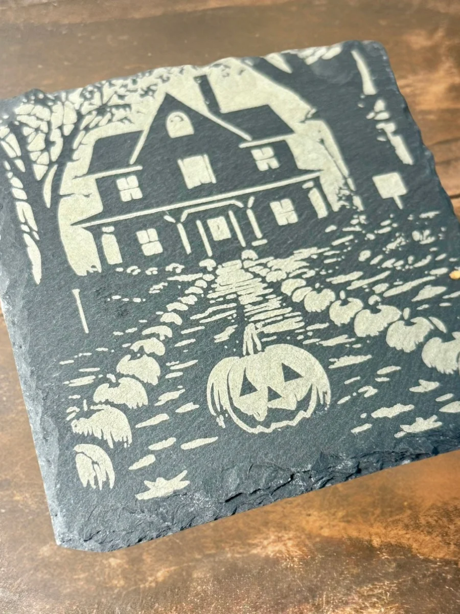 Vintage Halloween Engraved Slate Coasters, Set of 4, Round or Square product image (3)
