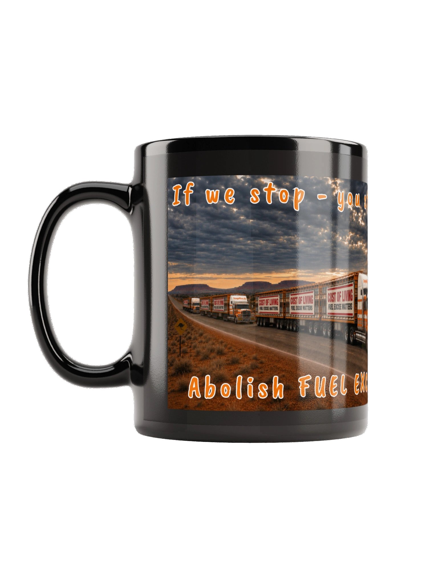 Abolish Fuel Excise Black Glossy Mug product image (1)