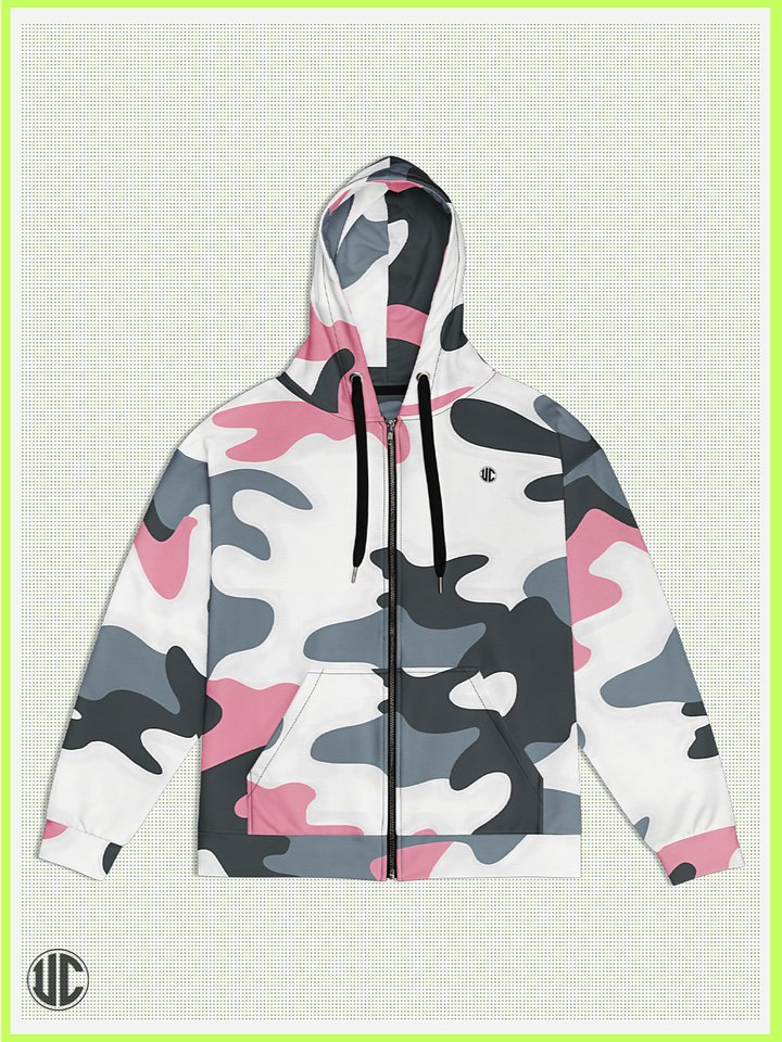 UnkoCon – Bubblegum Pink Urban Camo Zip Hoodie product image (1)
