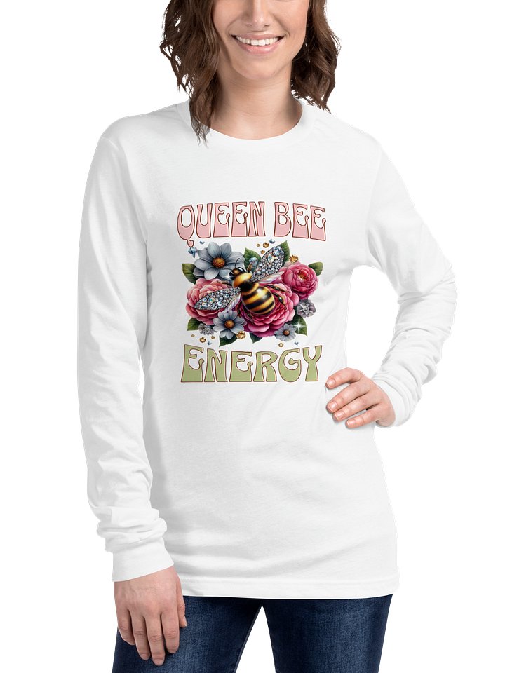 Queen Bee Energy Long Sleeve T-Shirt - Floral Bee Design | Women's Empowerment | Cottagecore Fashion product image (1)