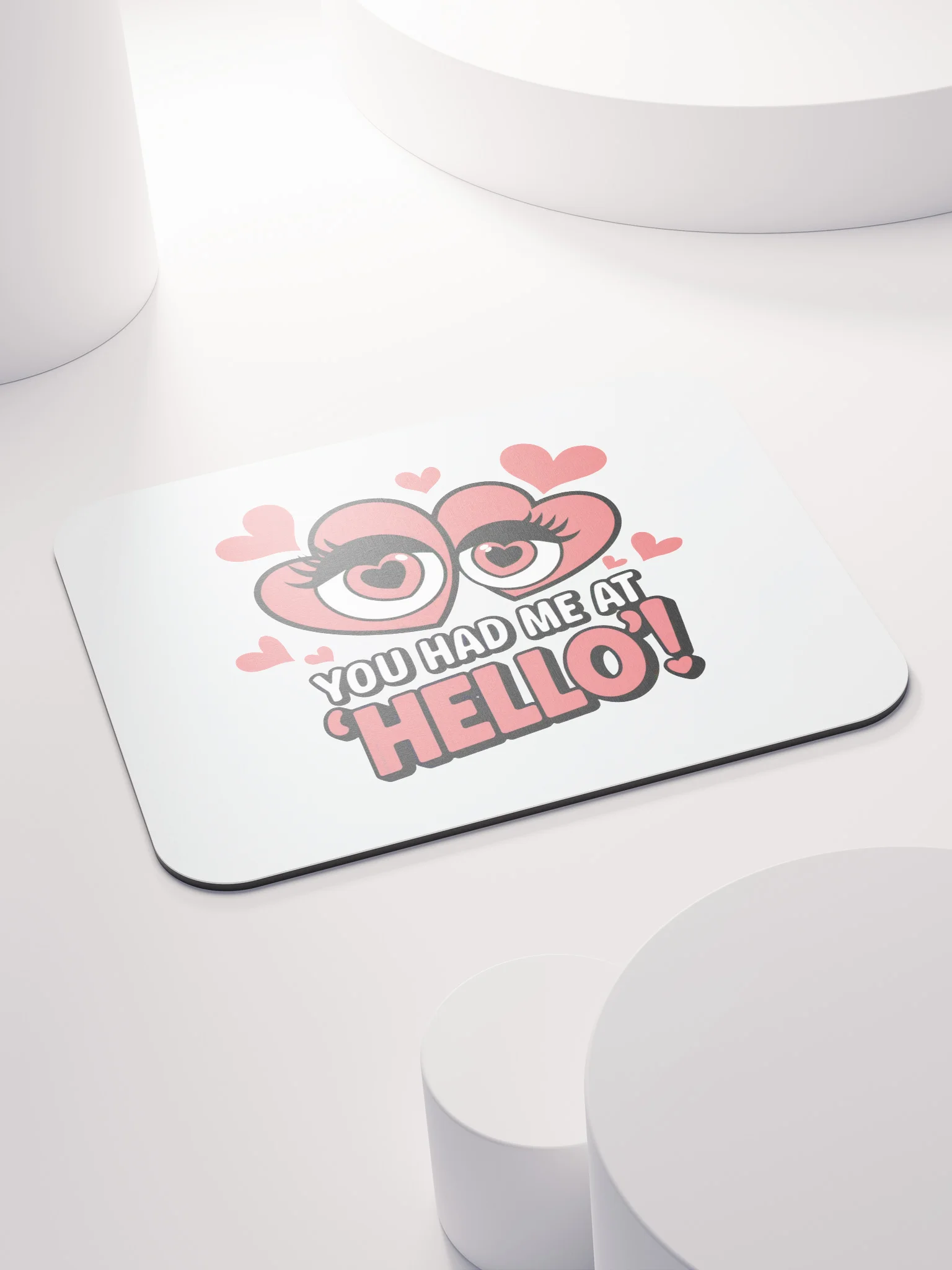 You Had Me At Hello Mouse Pad | Romantic Love Quote Gift | Heart Eyes Desk Accessory product image (4)