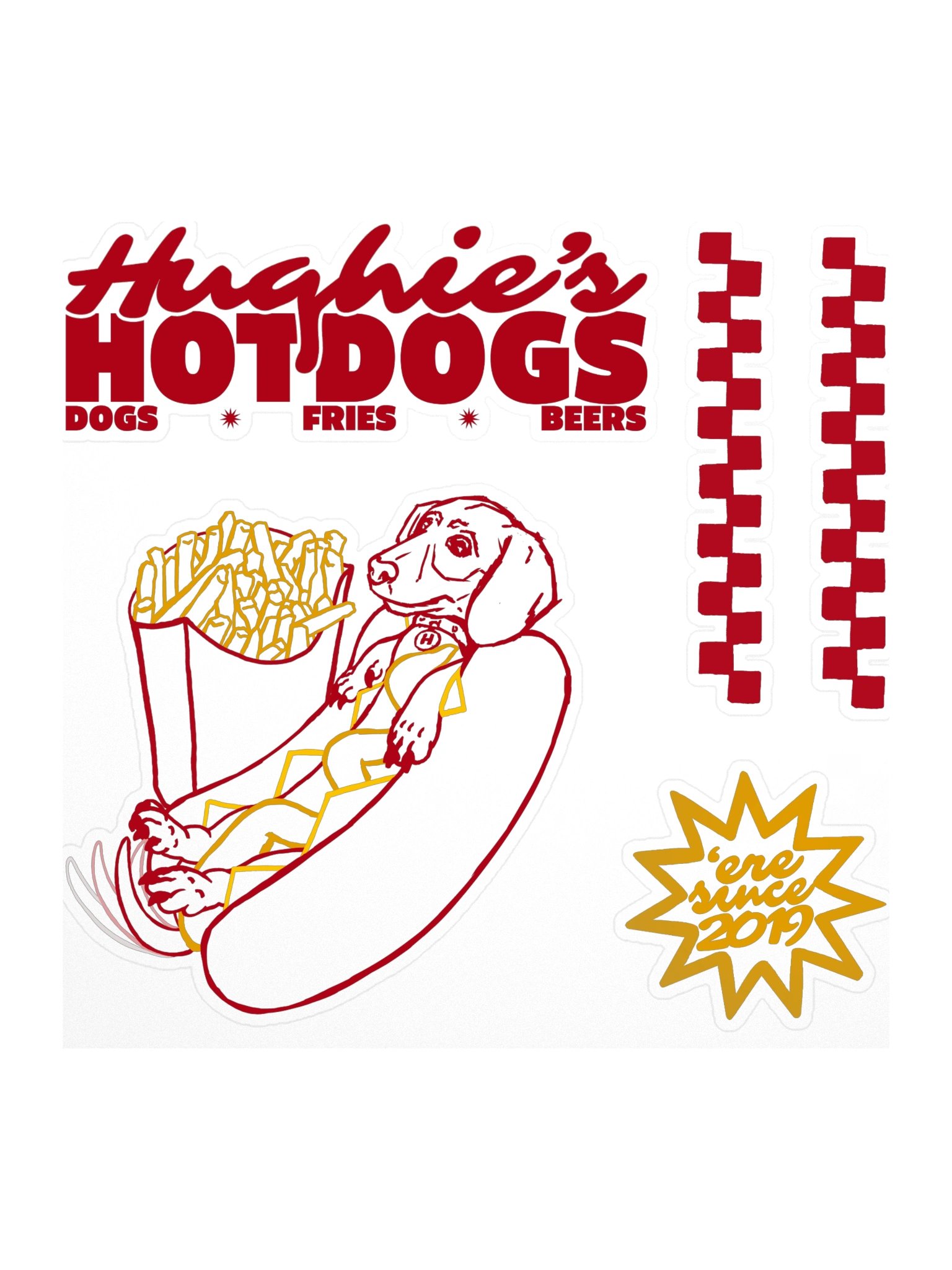 Hughie’s Hotdogs Retro Dog Sticker product image (1)