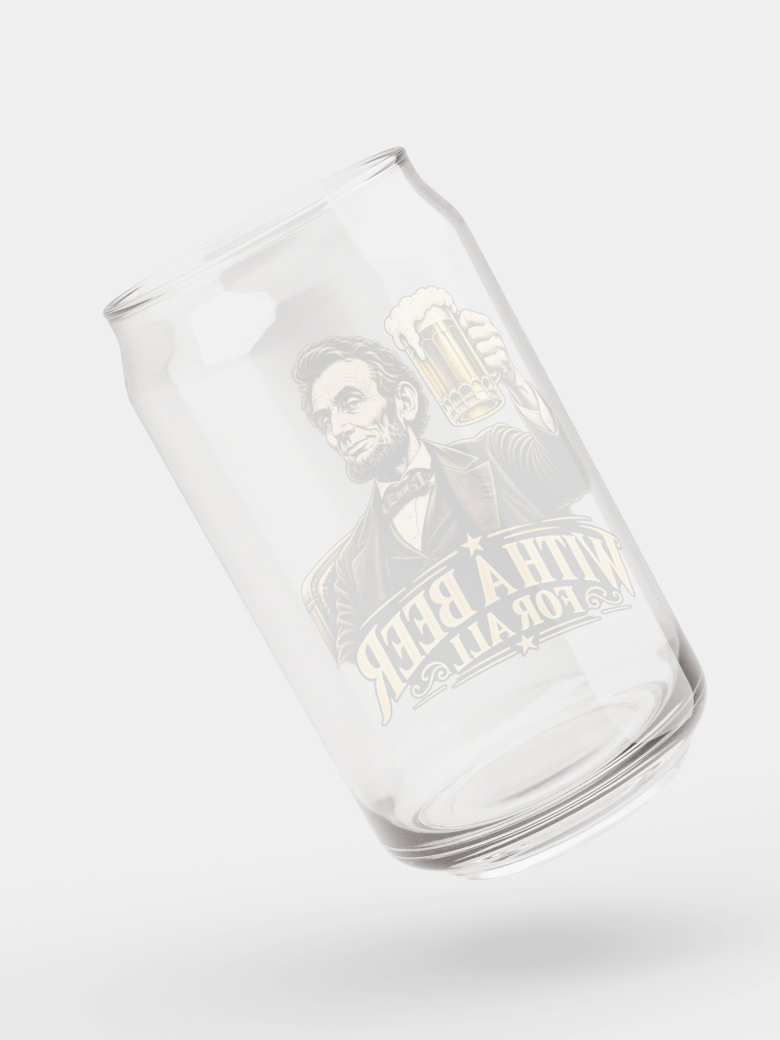 Abraham Lincoln “With a Beer for All” Beer Can Glass product image (9)