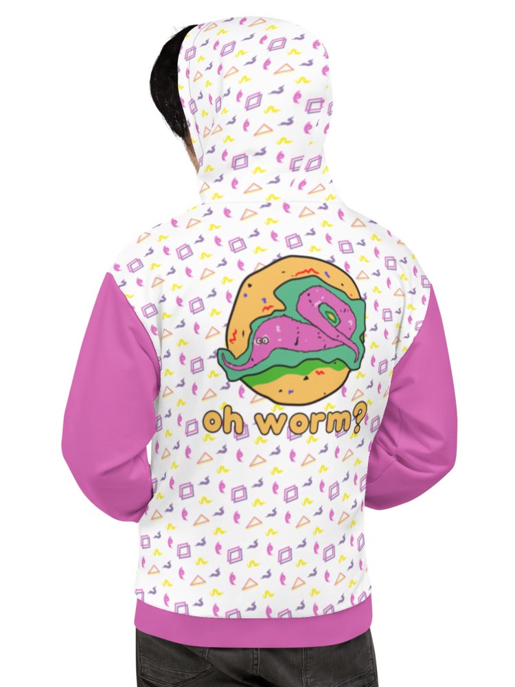 Oh Worm pink & white eco hoodie product image (3)