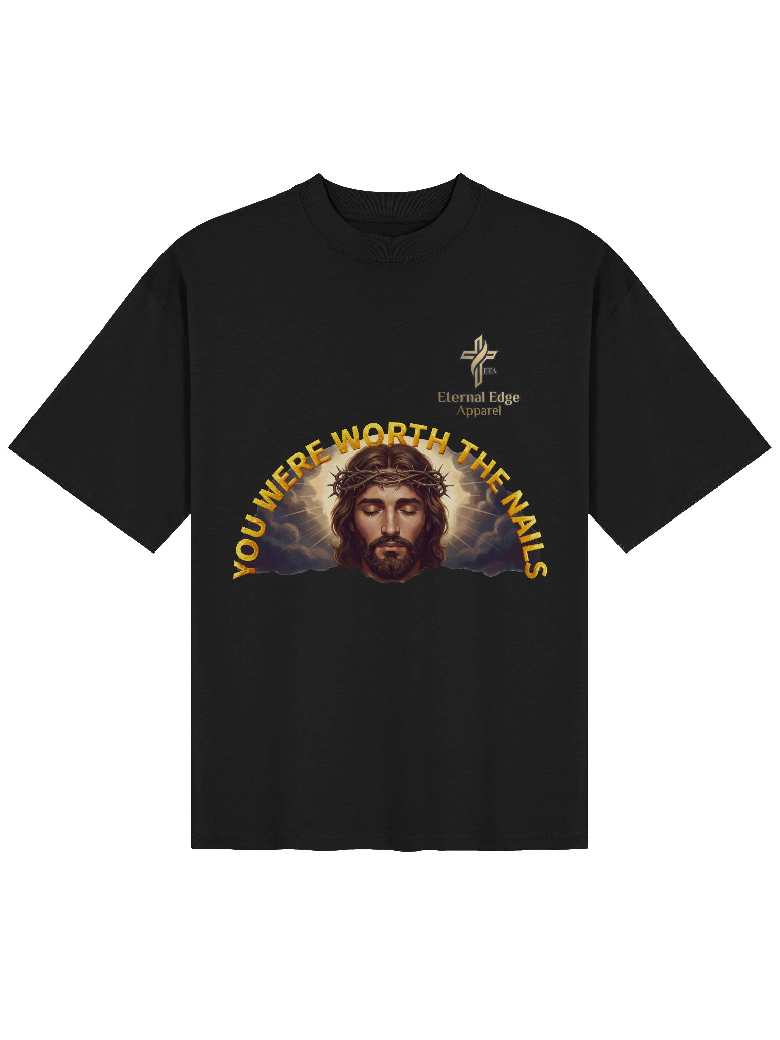 Wear His love — the Worth The Nails Christian t-shirt in 100% organic heavyweight cotton with an oversized fit. Shop Eternal Edge Apparel now. product image (4)