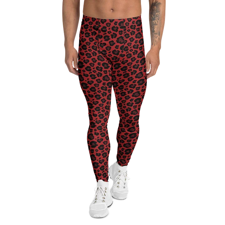 Modern Bold Red Leopard Print Men's Leggings product image (1)