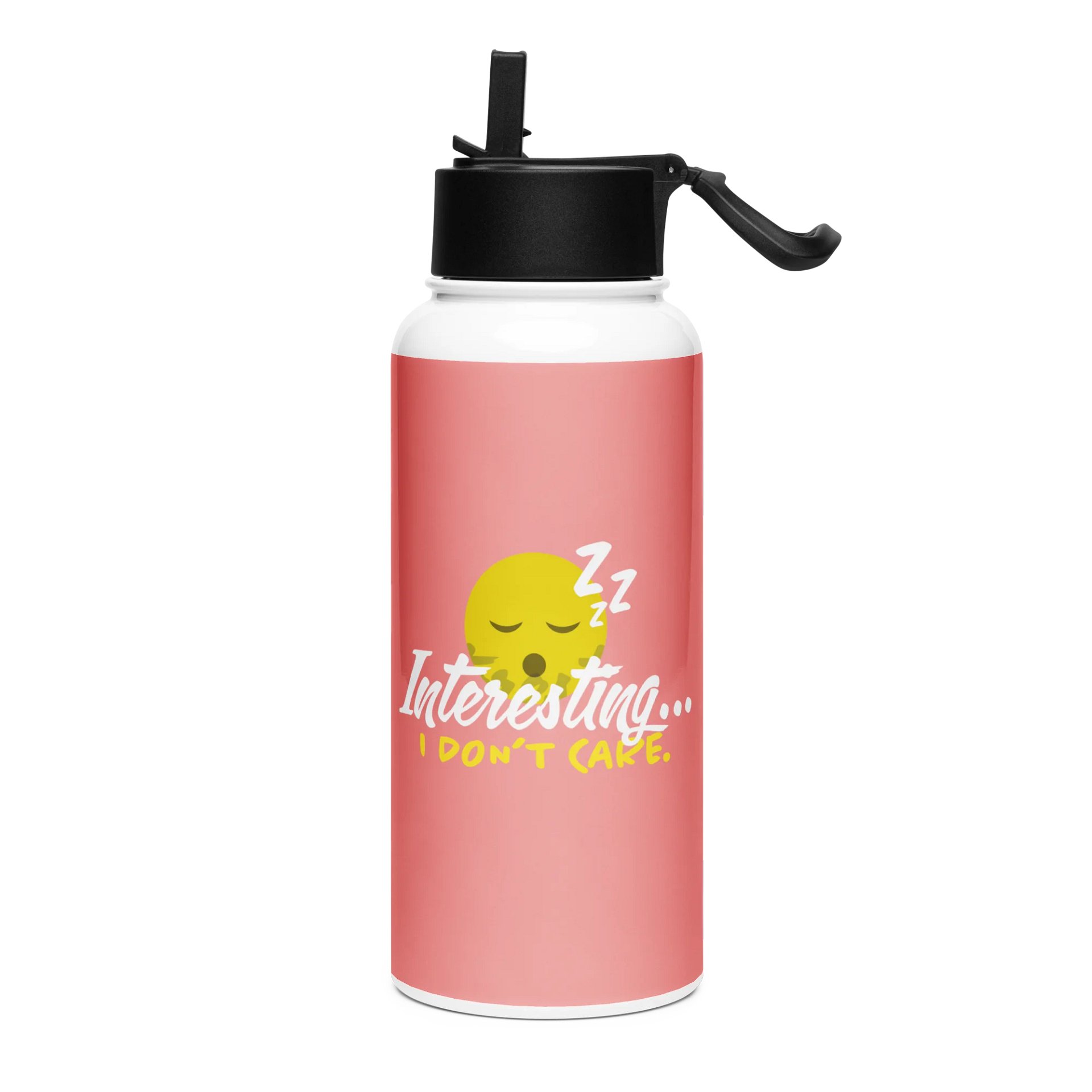 "I Don't Care" Stainless Steel Water Bottle (Pink) product image (1)