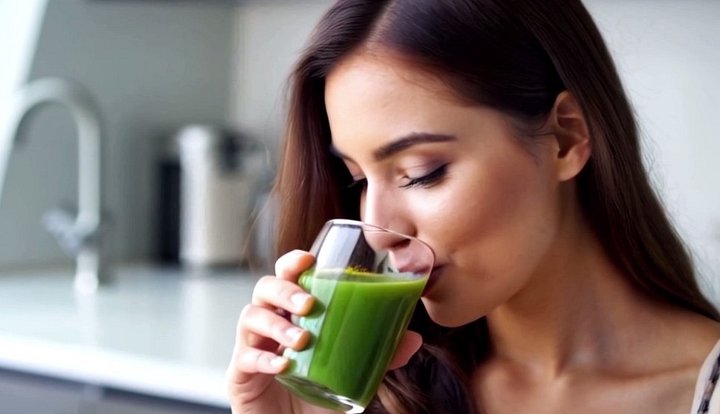 Young Woman Drinking Green Juice 4K Generative AI for Personal and Commercial Use product image (1)