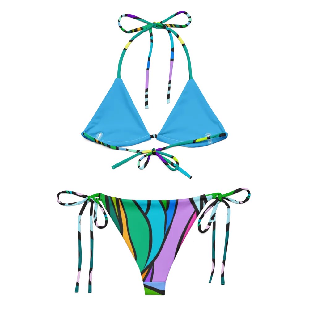 Vibrant Mosaic Dreams String Bikini - Wave at Sunset product image (4)