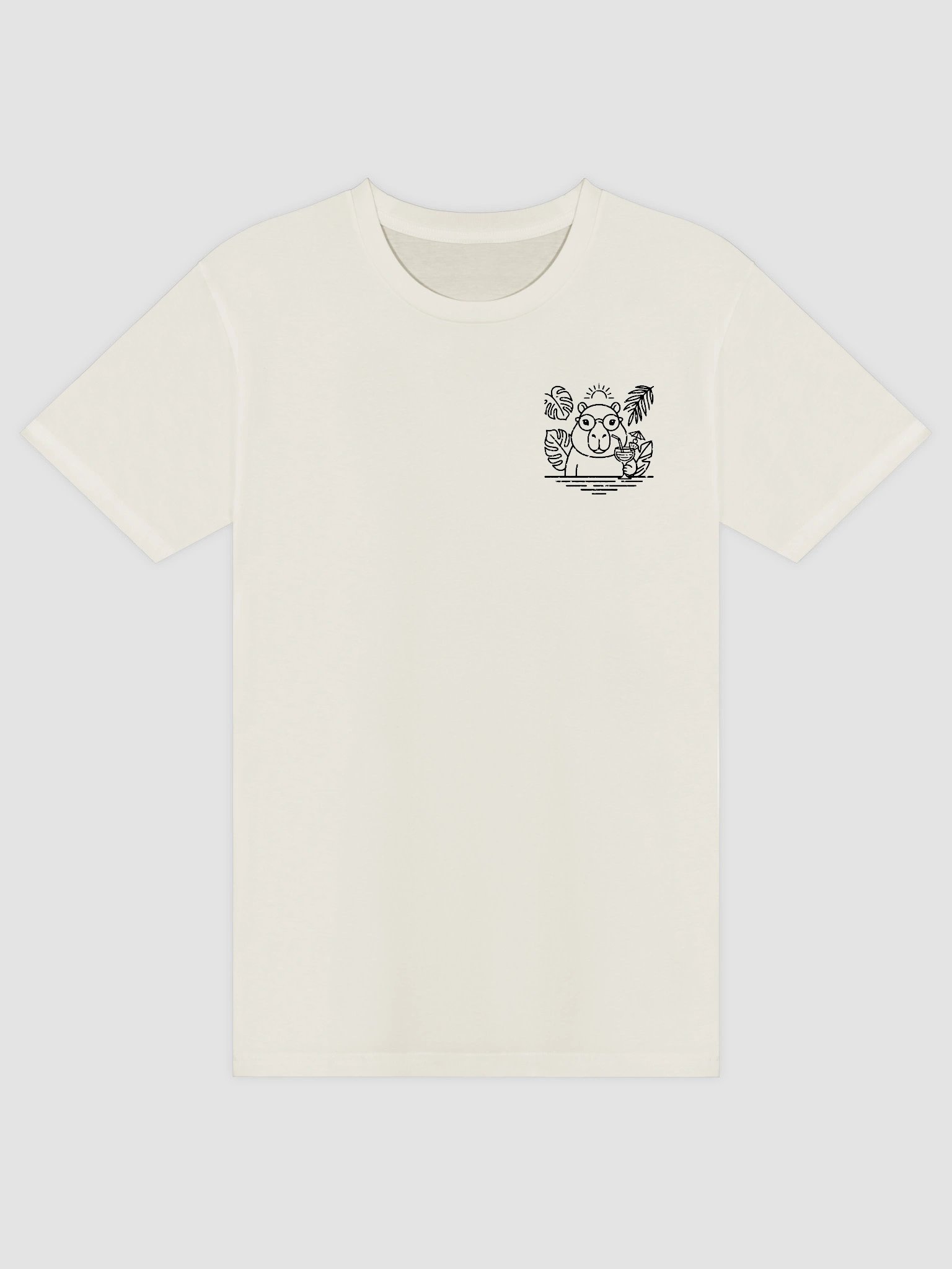 Embroidered Capybara Tee - Premium Quiet Tropics Combed Cotton Crewneck in Minimalist Luxury Style product image (8)