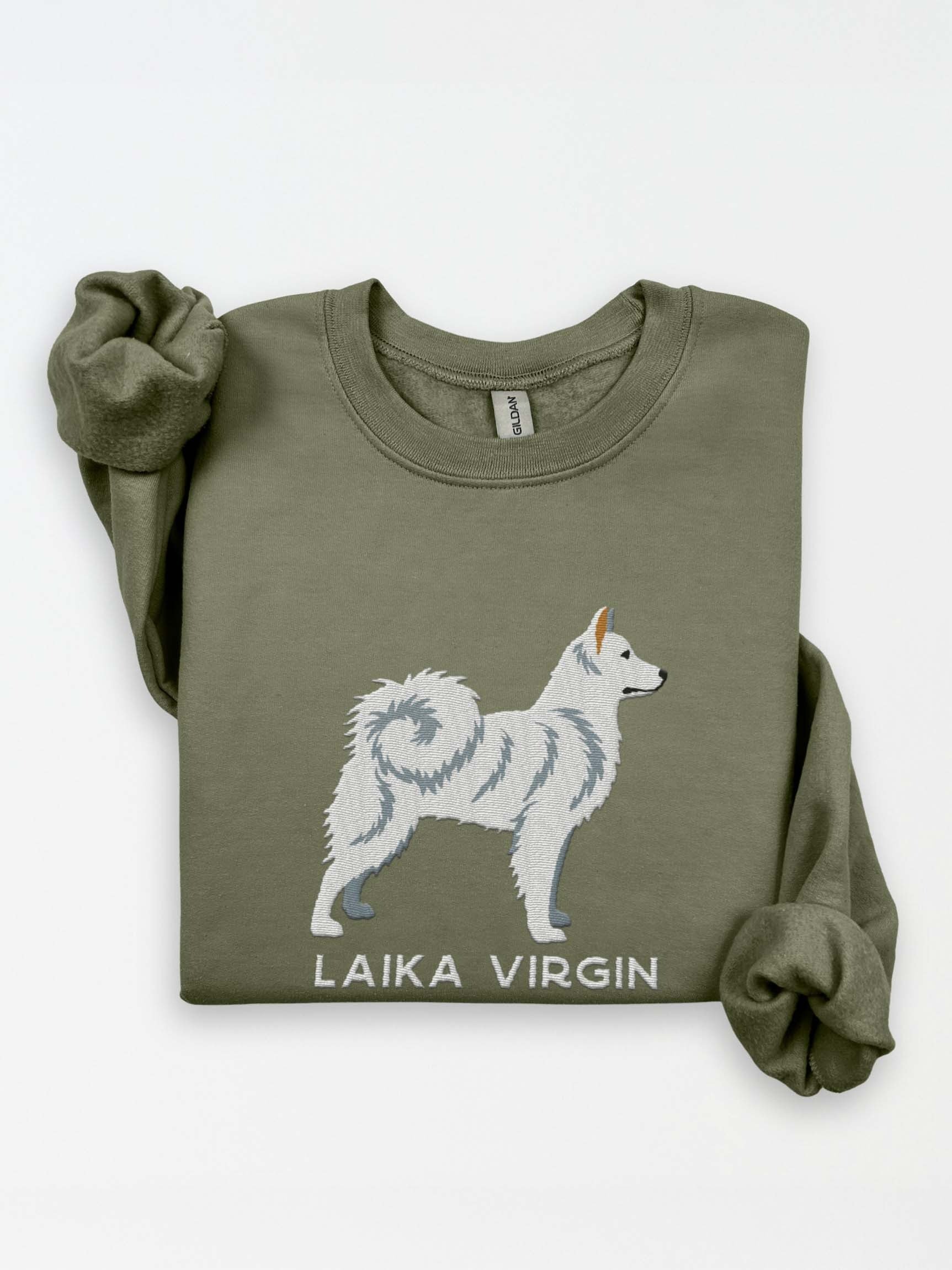 Laika Virgin Sweatshirt (Embroidered) of a Yakutian Laika(White) product image (1)