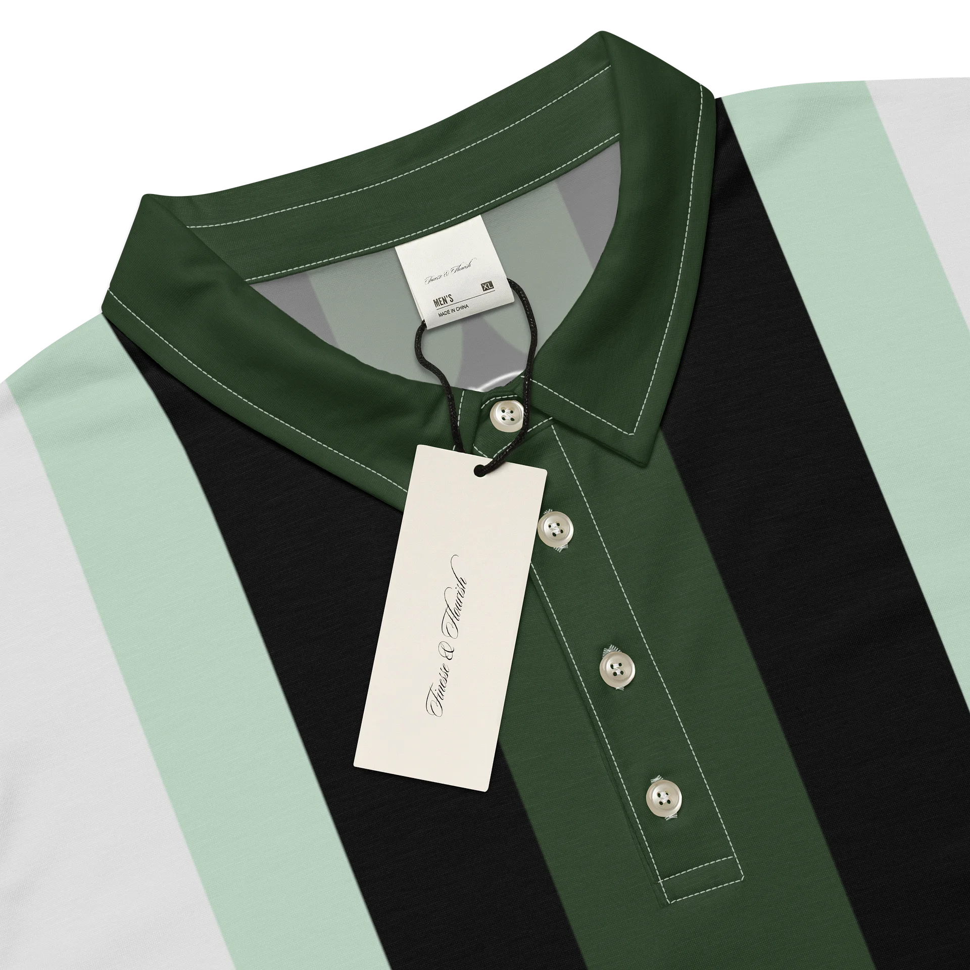 F&F Stripe Slim Fit Polo Shirt (GRN) product image (4)