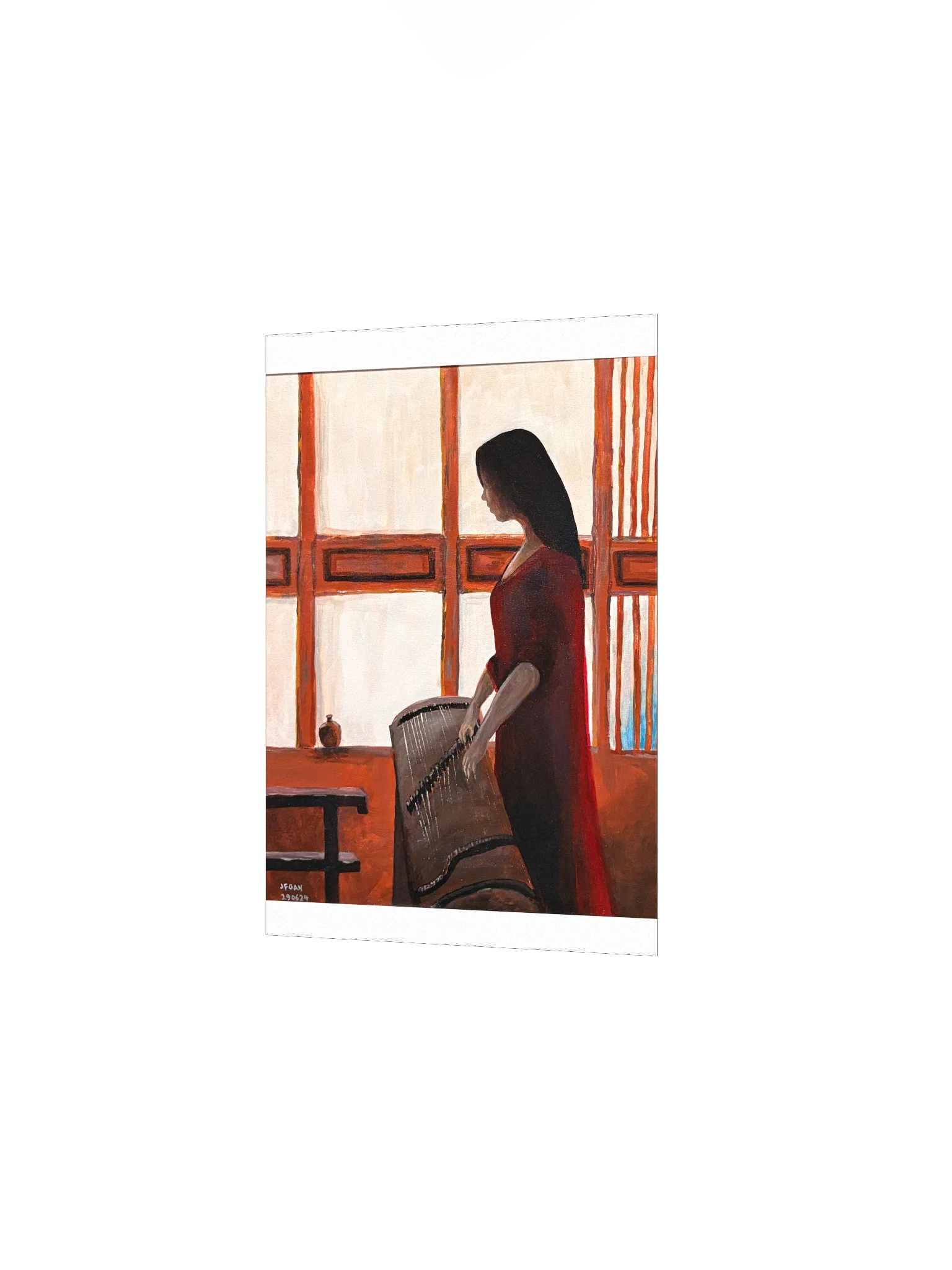 Lady With Guzheng Art Print product image (2)