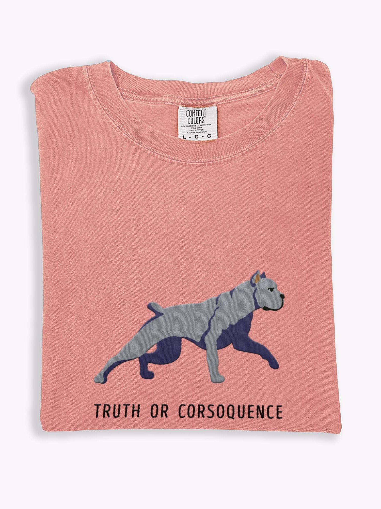Truth or Corsoquence T-Shirt(Embroidered) of a Cane Corso(Blue) product image (1)