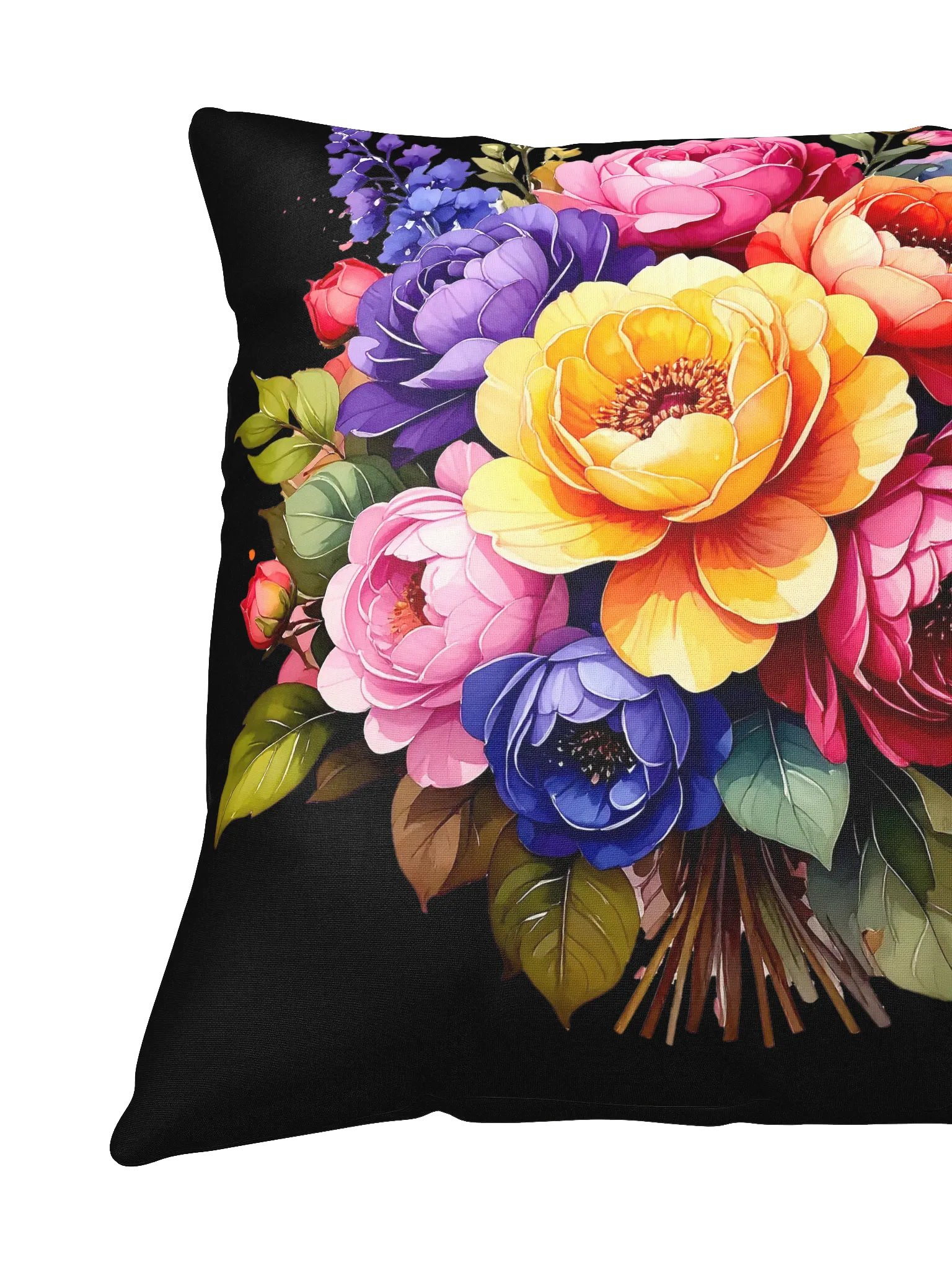 Columbia Road Market Floral All-Over Print Pillow (Black) product image (4)