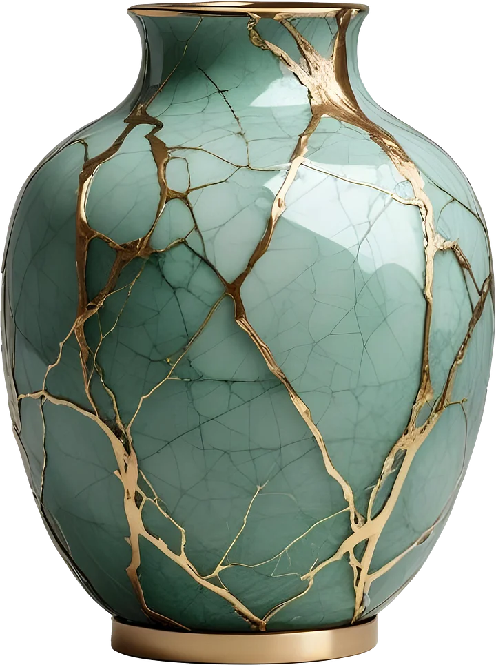 Kintsugi Brilliance – Jade Serenity Vase PNG product image (1)