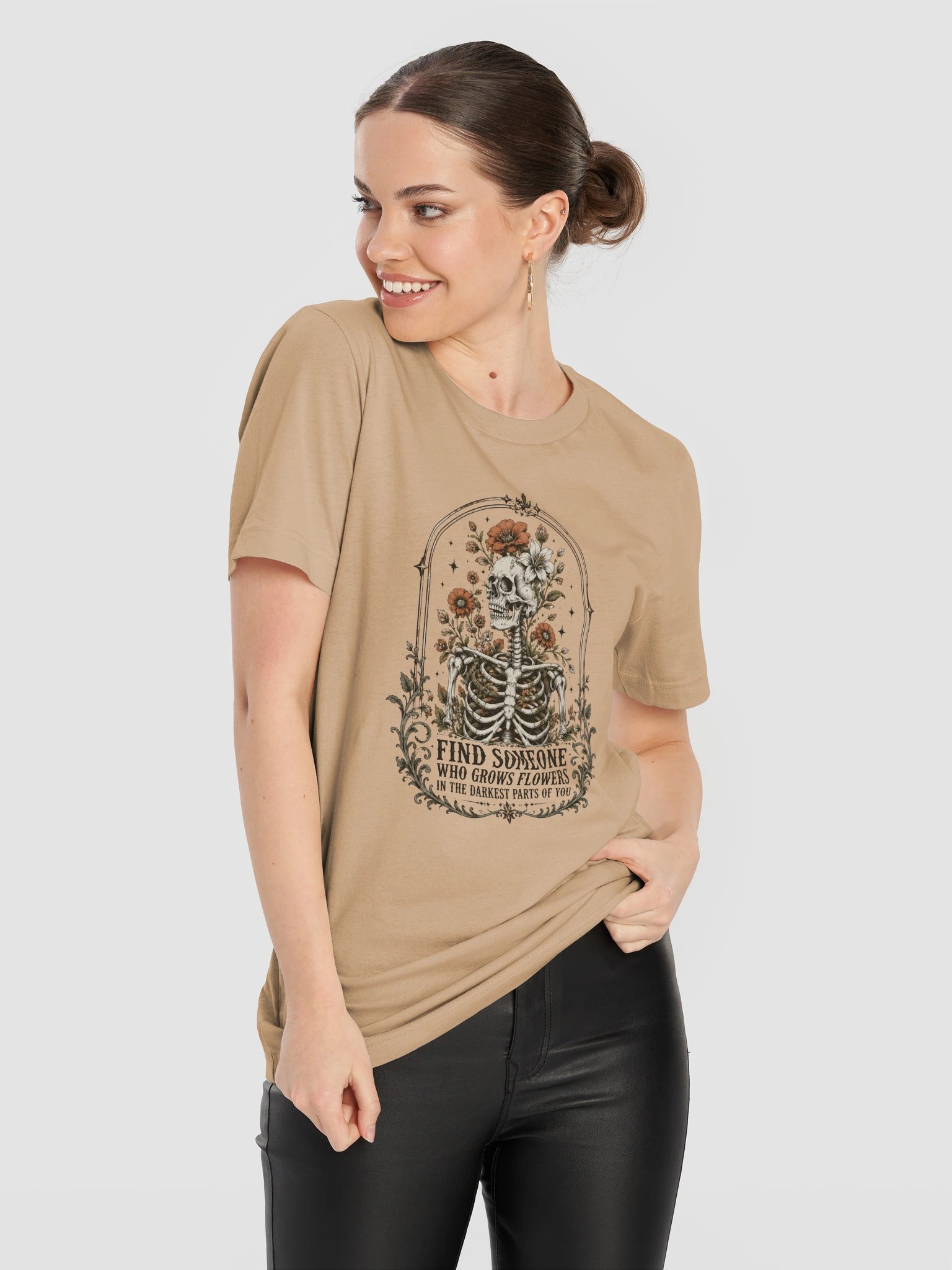 Find Someone Who Grows Flowers T-Shirt | Gothic Skeleton Floral Tee product image (13)