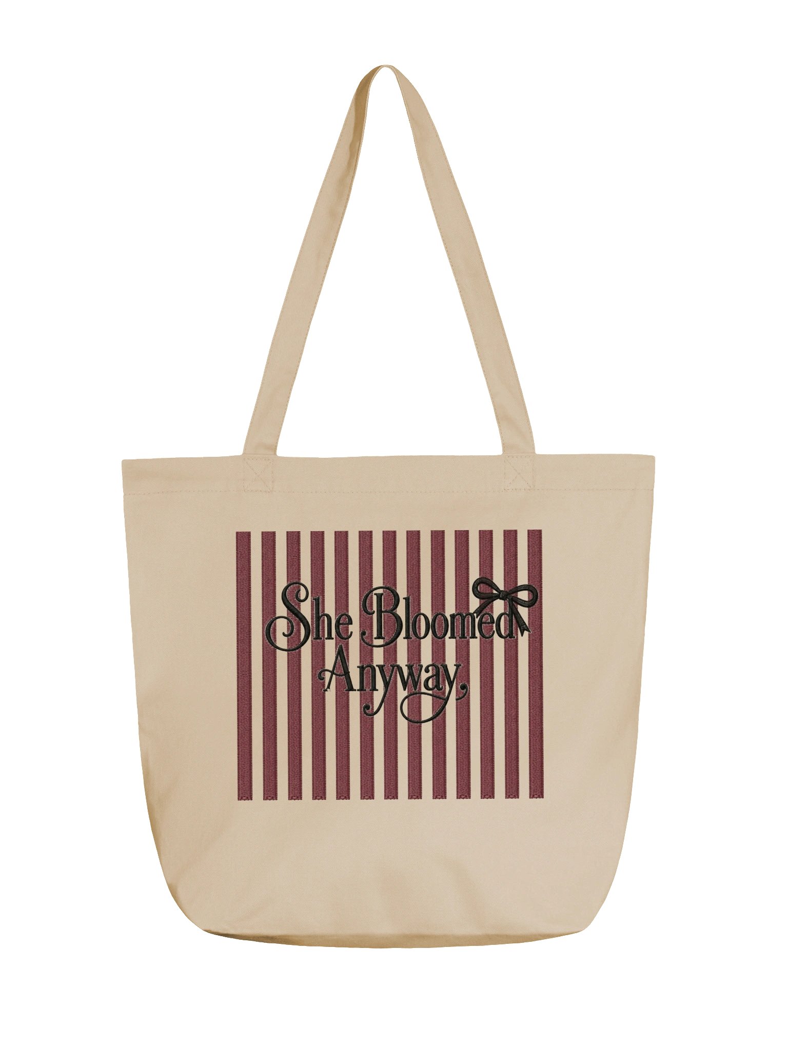 She Bloomed Anyway Tote Bag | Vintage Coquette Organic Cotton Canvas Bag product image (3)