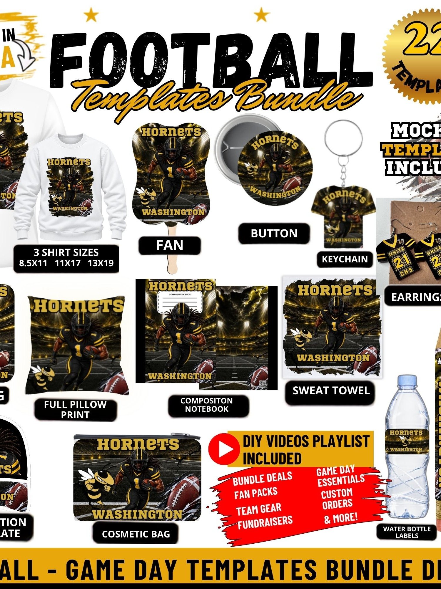 Ultimate Football Templates Bundle Deal - Mock Up and DIY Video Tutorials product image (4)