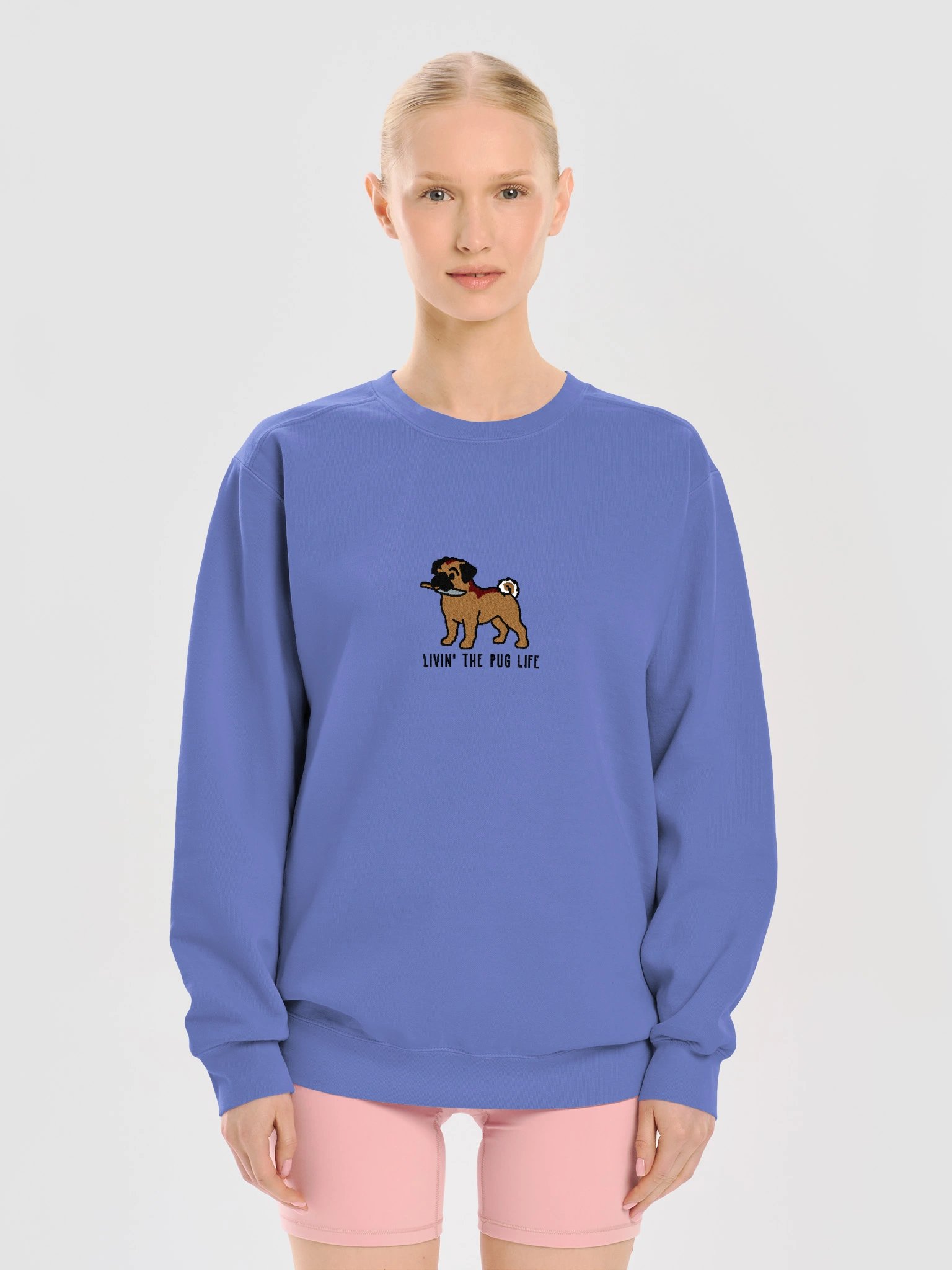 Livin' the Pug Life Funny Chibi-Style Embroidered Premium Sweatshirt for Pug Owners product image (13)