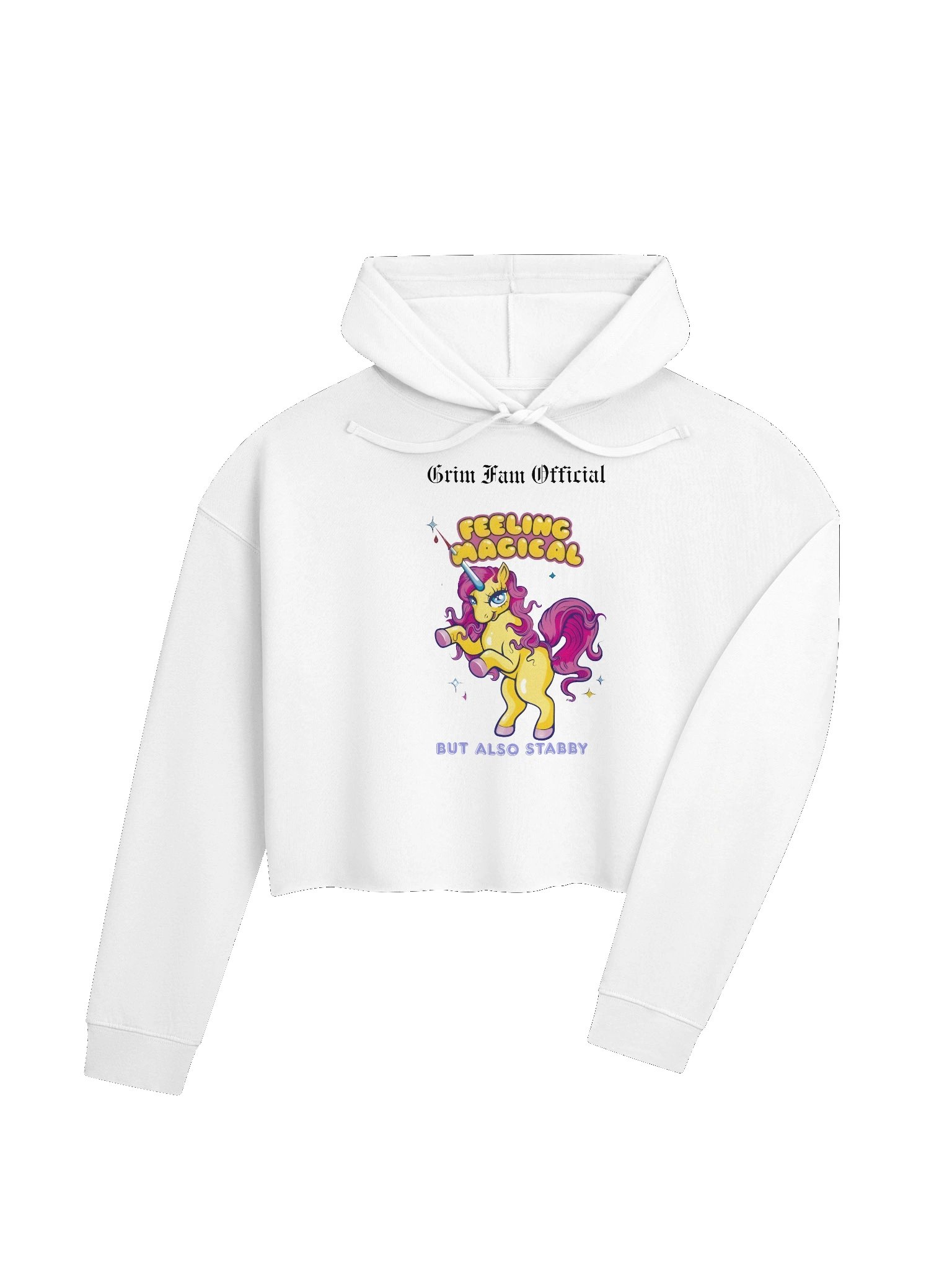 FEELING MAGICAL (BUT ALSO STABBY) – UNICORN CHAOS - LIGHTWEIGHT CROPPED HOODIE #2 Black Text product image (4)