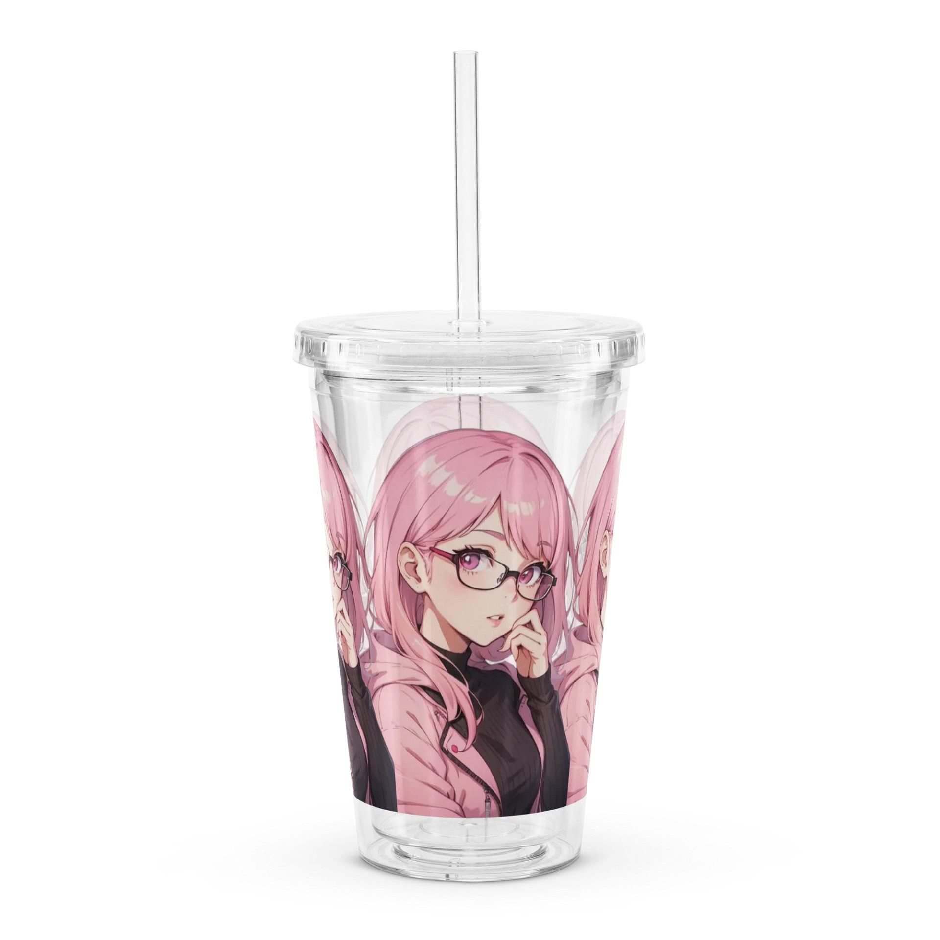 (Pink WAIFU) K Clear Plastic Tumbler product image (3)