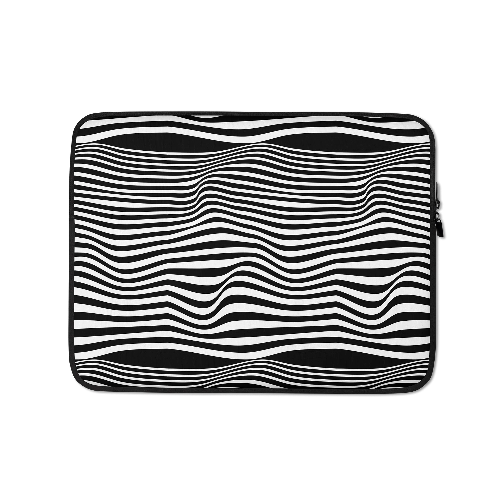 Wavy Black & White Optical Illusion Laptop Sleeve product image (1)