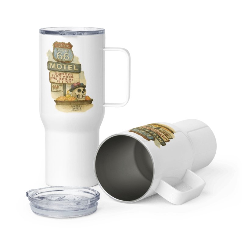 Route 66 Day of the Dead Travel Mug – Mel’s Angels Motel Skull Día de los Muertos Tumbler product image (4)