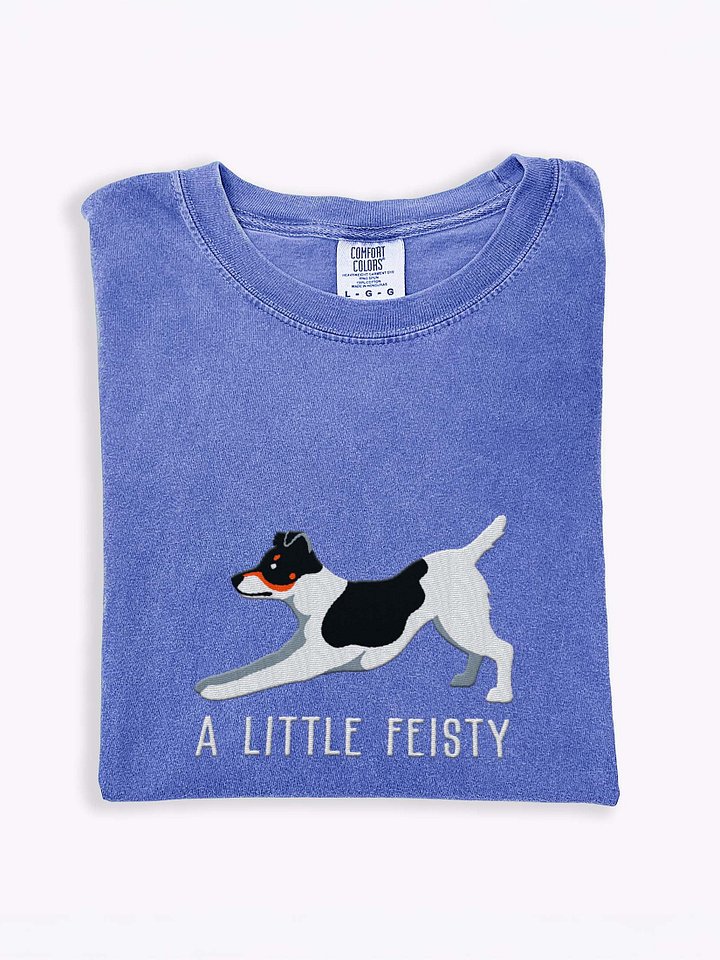 A Little Feisty T-Shirt(Embroidered) of a Feist Dog(Tricolor) product image (1)