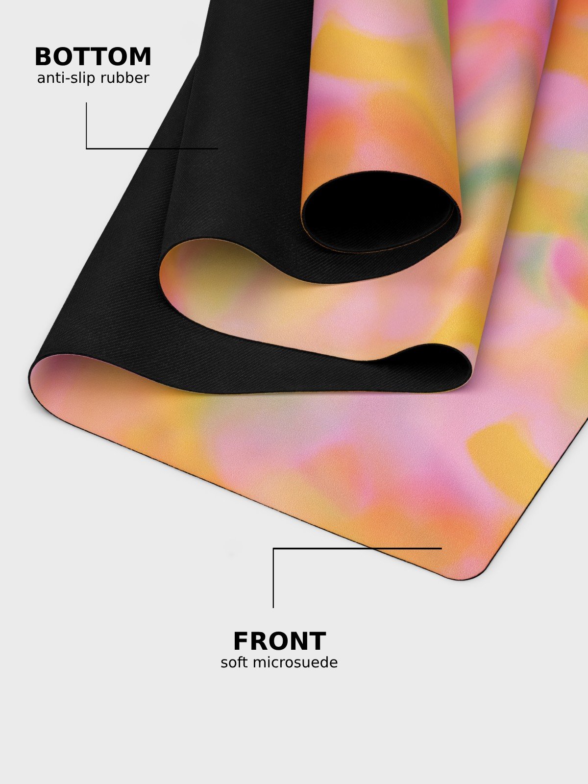 Yoga Mat "Sweet Pastel Tie Dye in Orange Light Pink" product image (5)