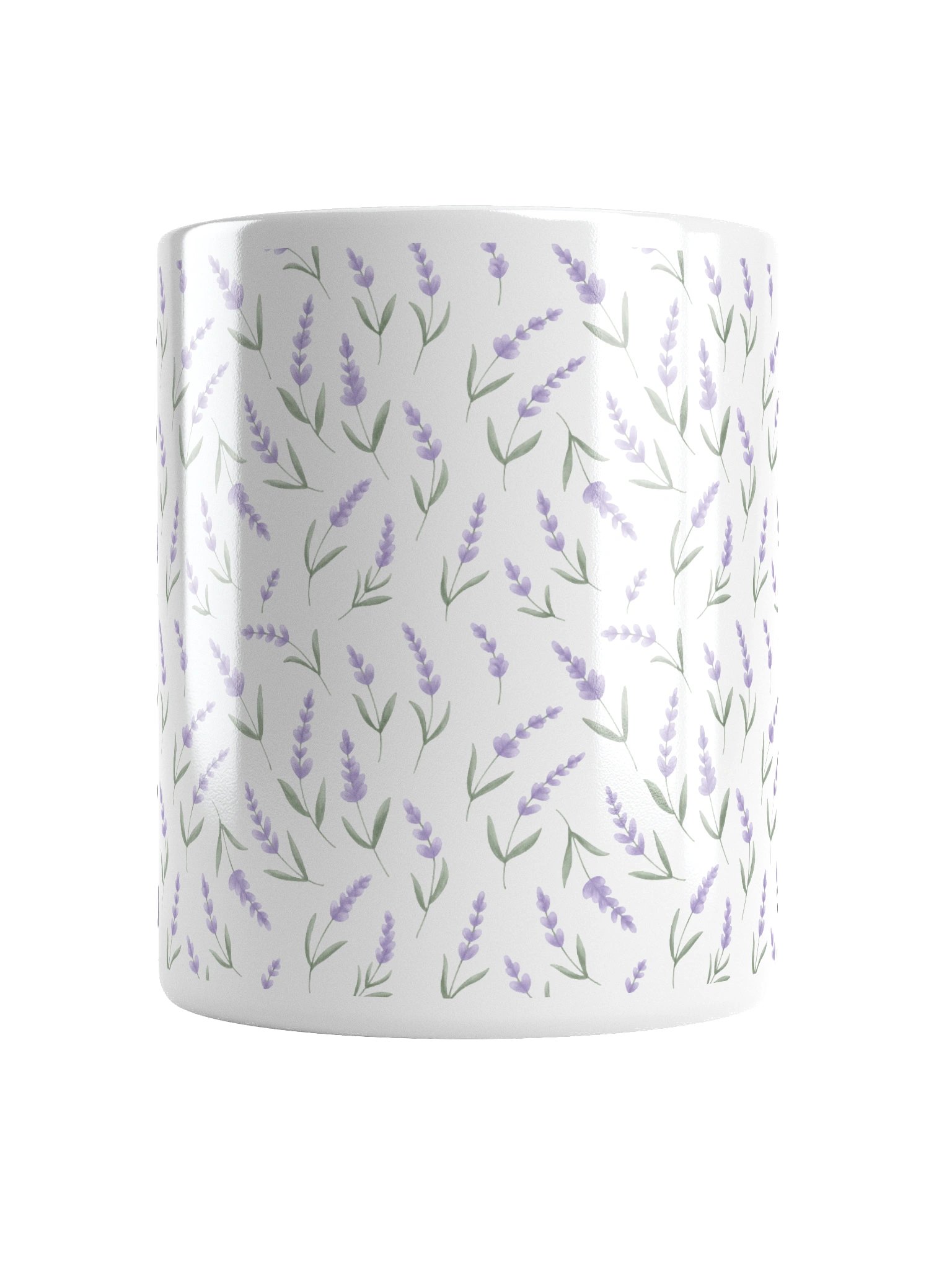 White glossy mug withl avender pattern product image (6)