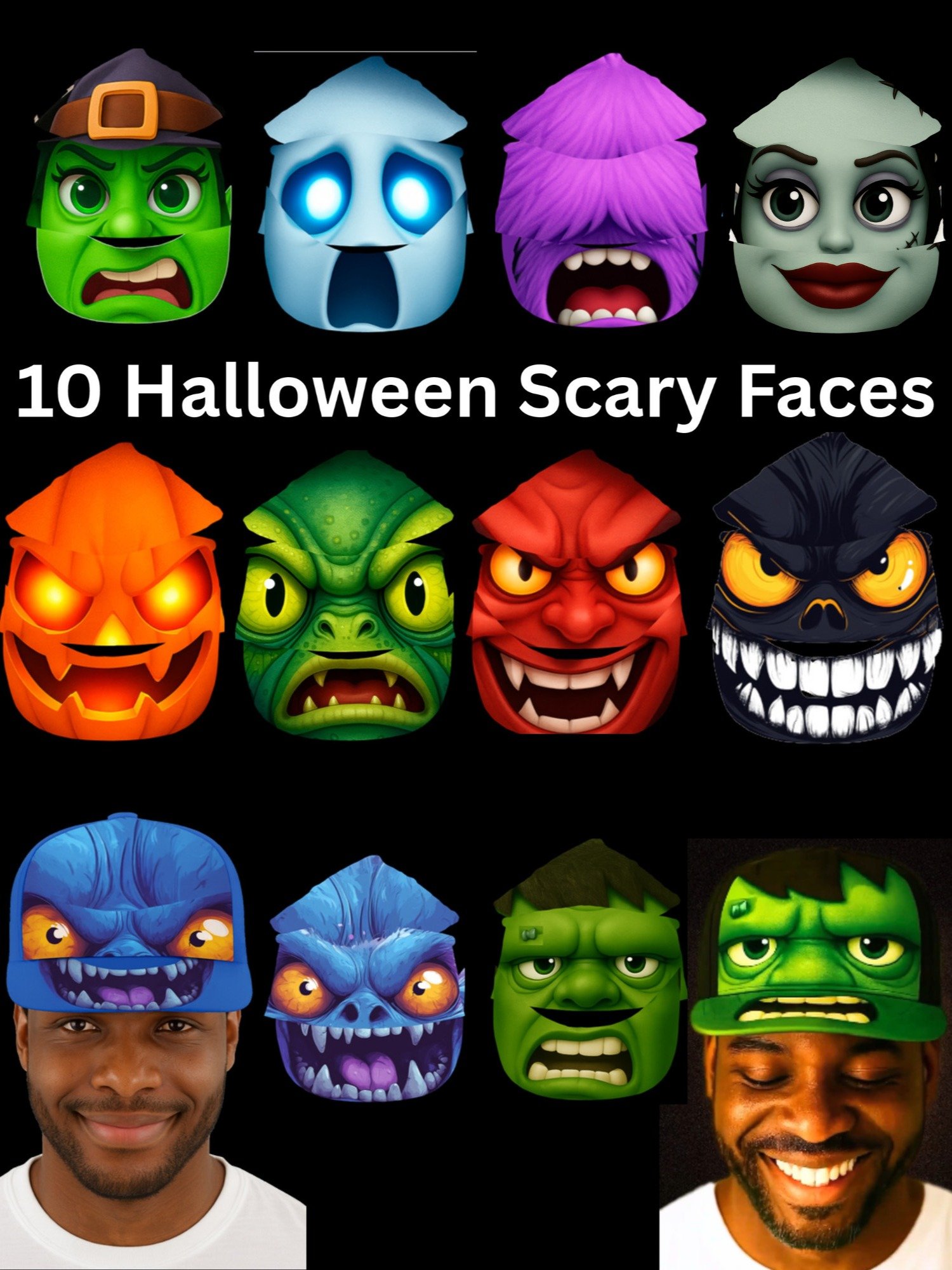 VIP Members Only! Halloween 3D Sublimation Face Hat Templates - Editable in Canva PDF product image (9)