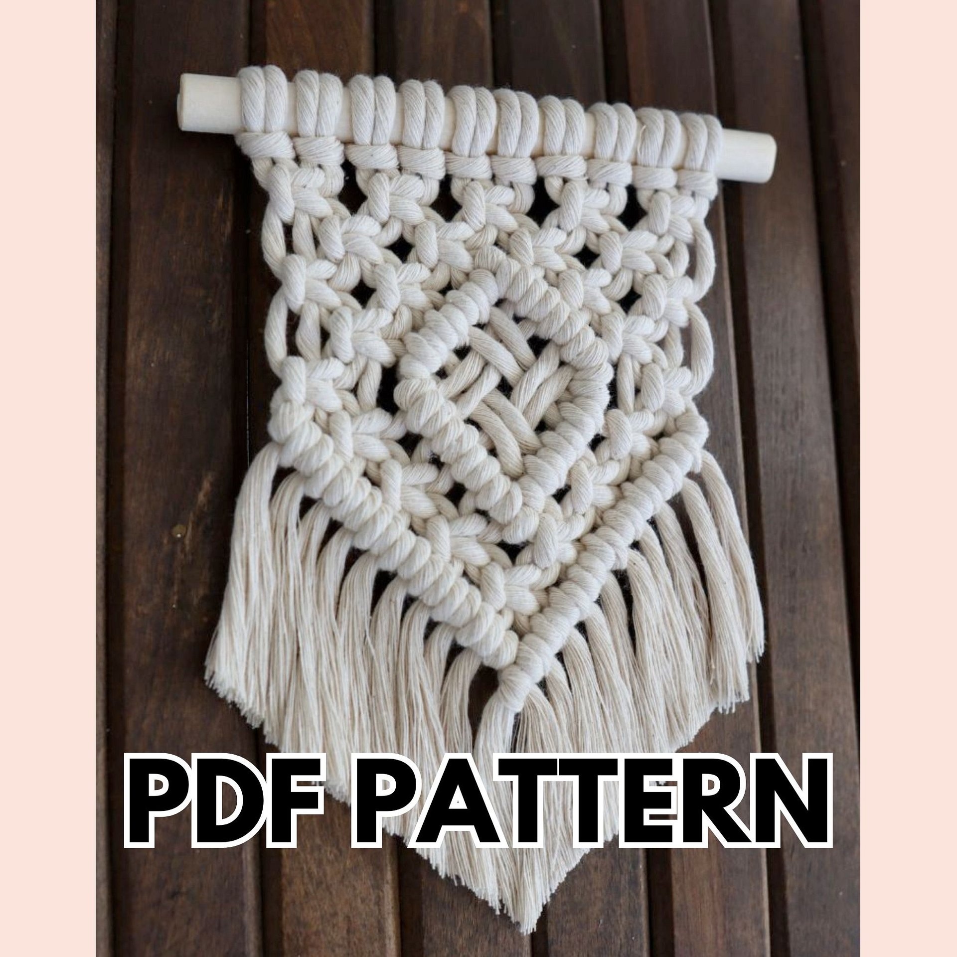 “Auda” Mini Macrame Wall Hanging | Woven Diamond Design (Digital PDF Pattern) product image (1)