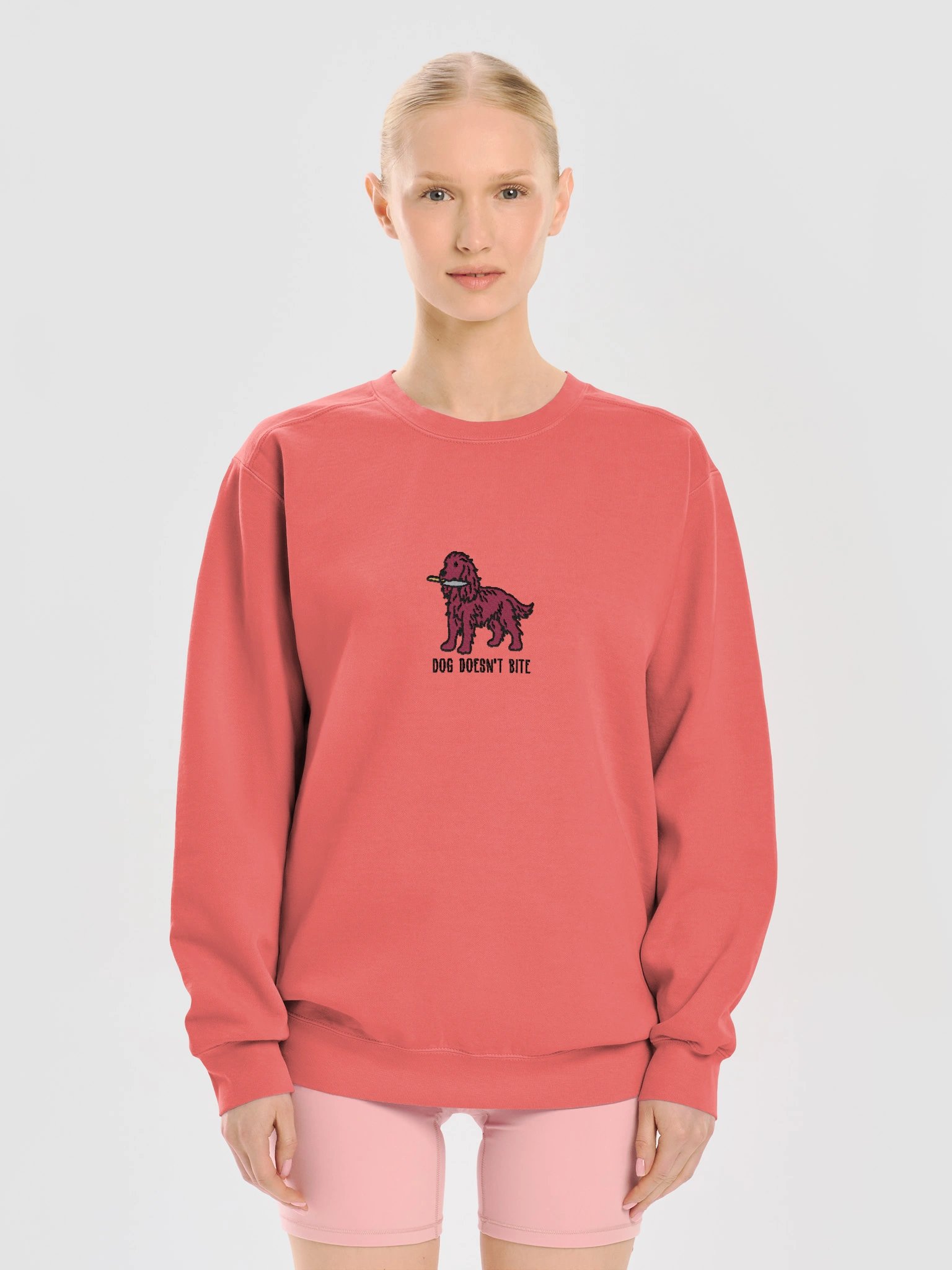 Dog Doesn't Bite Funny Chibi-Style Embroidered Premium Sweatshirt for English Cocker Spaniel(Liver) Owners product image (21)