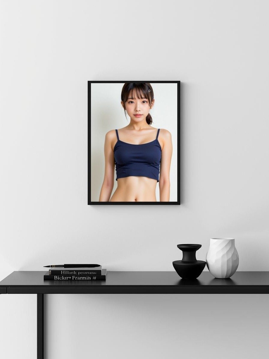 Kawaii Navy Cami Girl 8x10 Metal Wall Art – Studio Model Metal Poster Print product image (3)