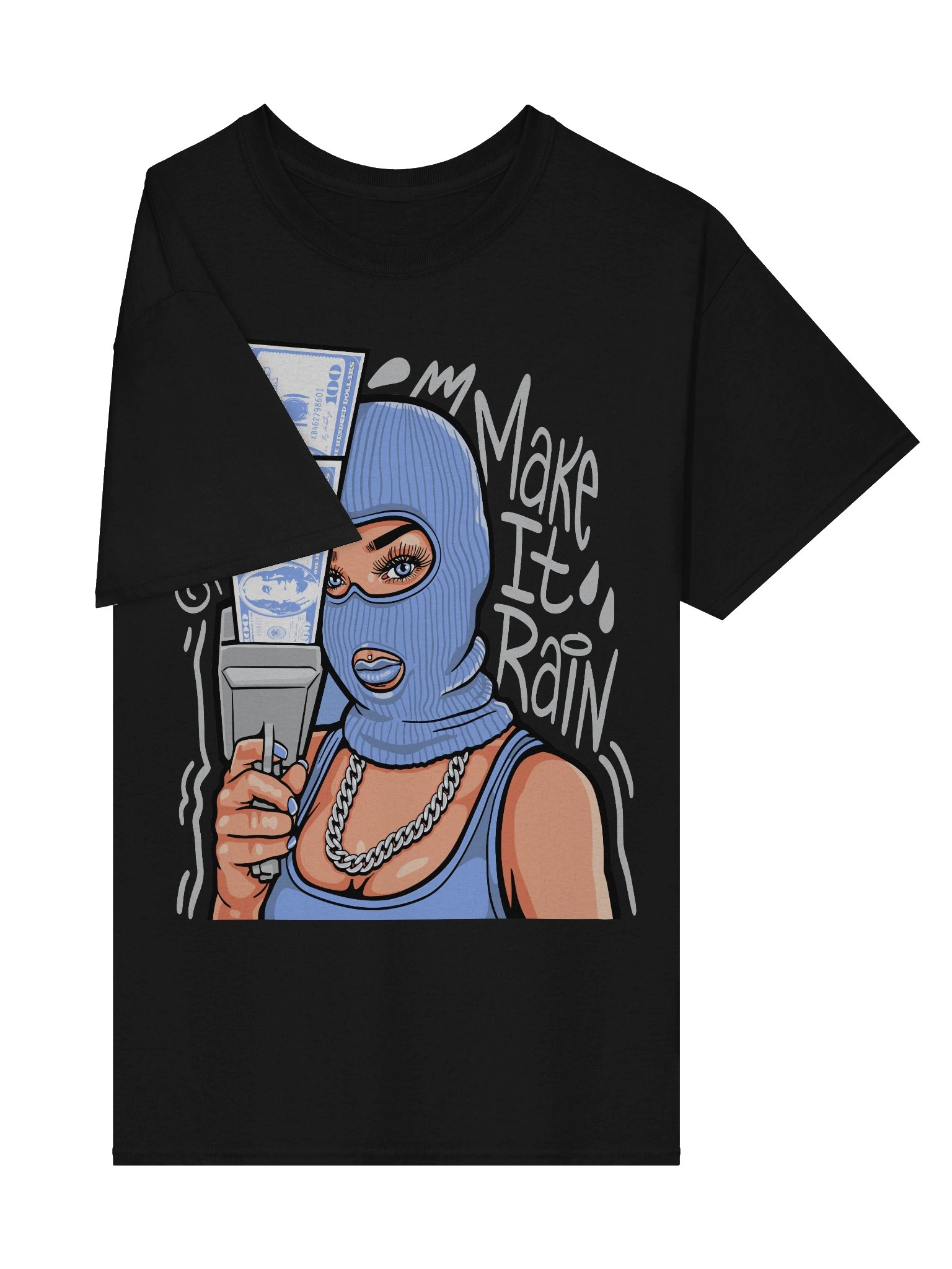 Make It Rain Money Gun Balaclava T-Shirt - Unisex T-Shirt – Premium Printed T-Shirt for Everyday Casual & Streetwear product image (4)