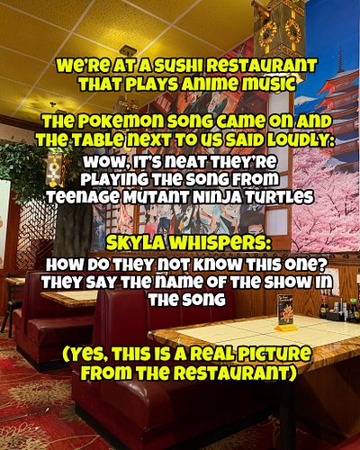 Overheard during dinner tonight 

How does someone hear the Pokemon theme song, and think it’s from a different show 🫠