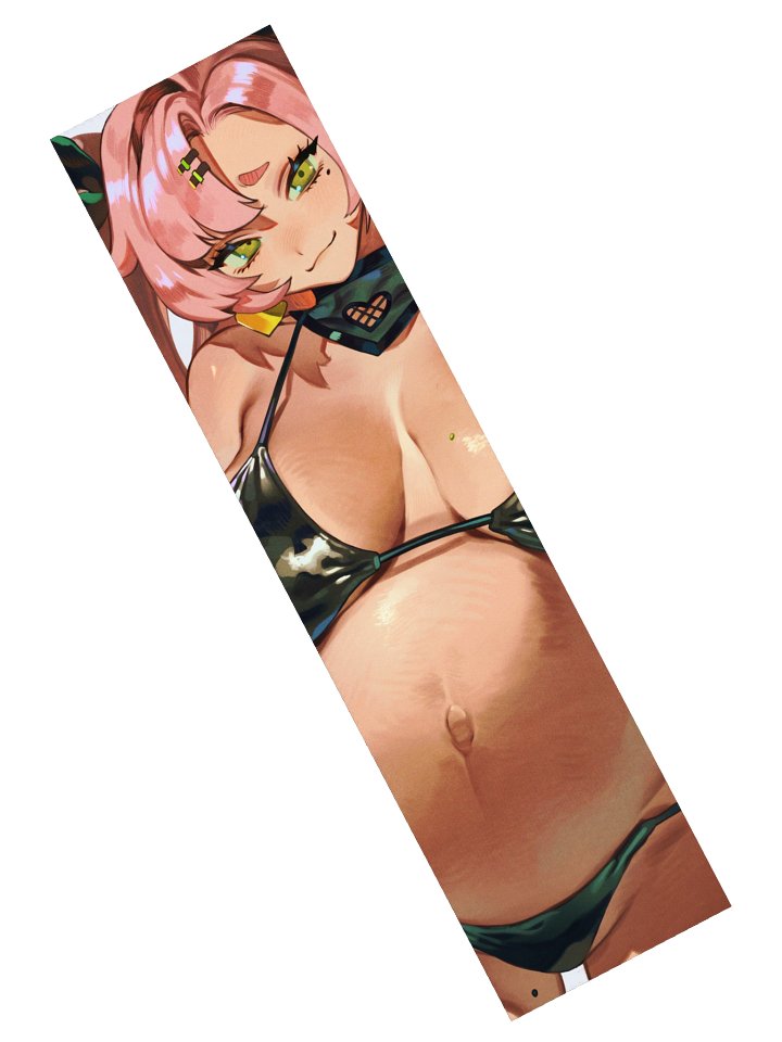 Pink Hair Girl Black Bikini Belly Long Sticker product image (2)