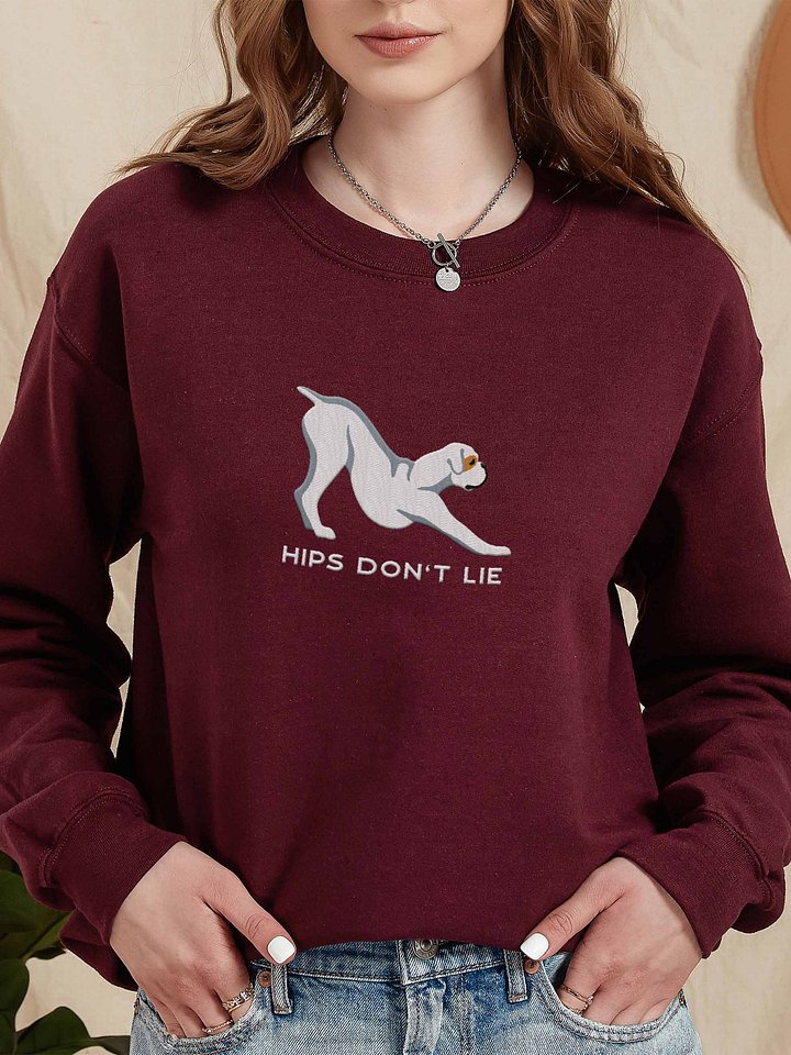 Hips Don't Lie Sweatshirt (Embroidered) of a Boxer(White) product image (2)