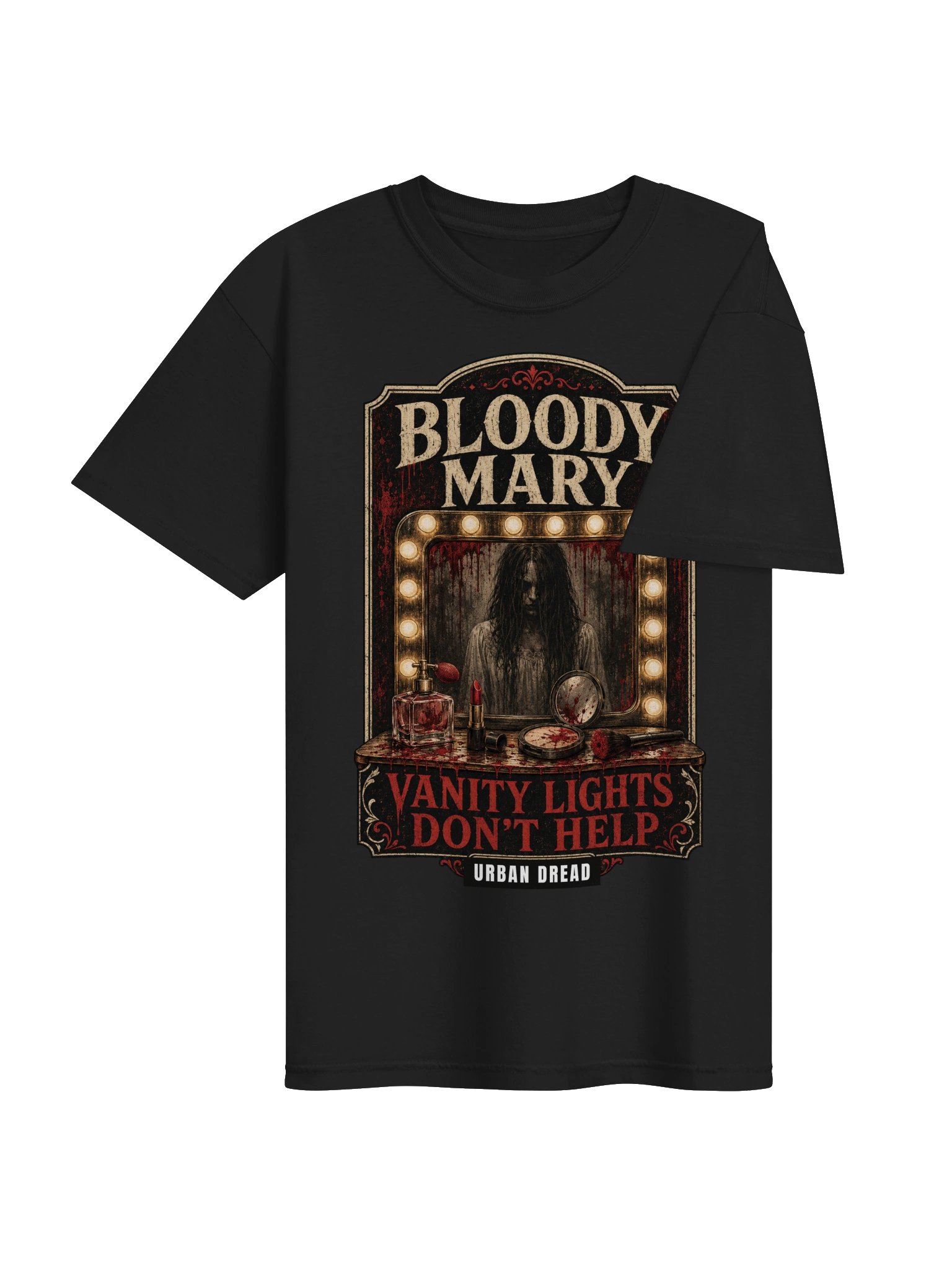 Vanity Lights Don’t Help — Bloody Mary Horror T-Shirt product image (4)