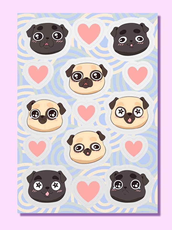 Pug Love Sticker Sheet product image (1)