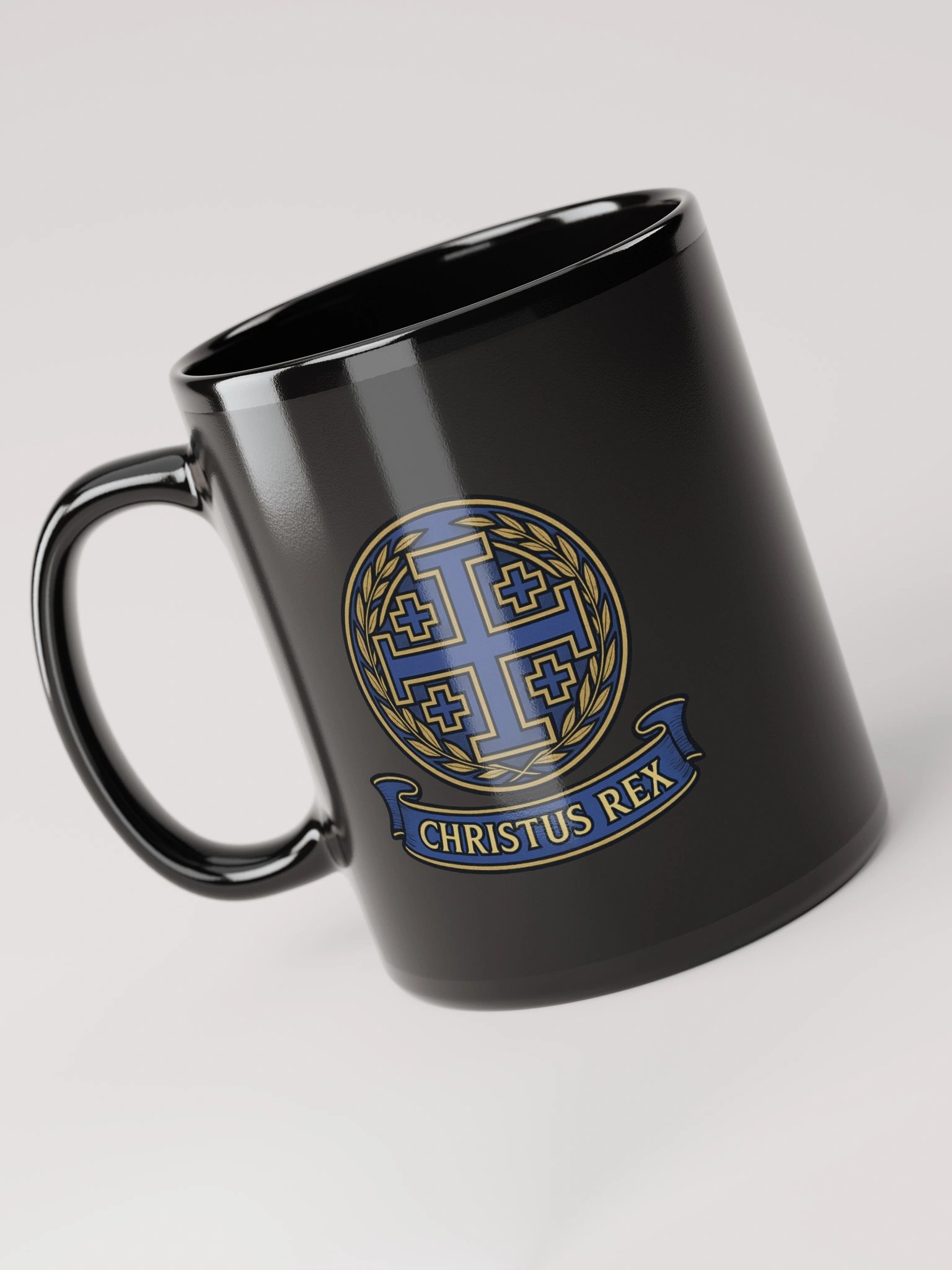 Jerusalem Cross Christus Rex mug blue product image (3)