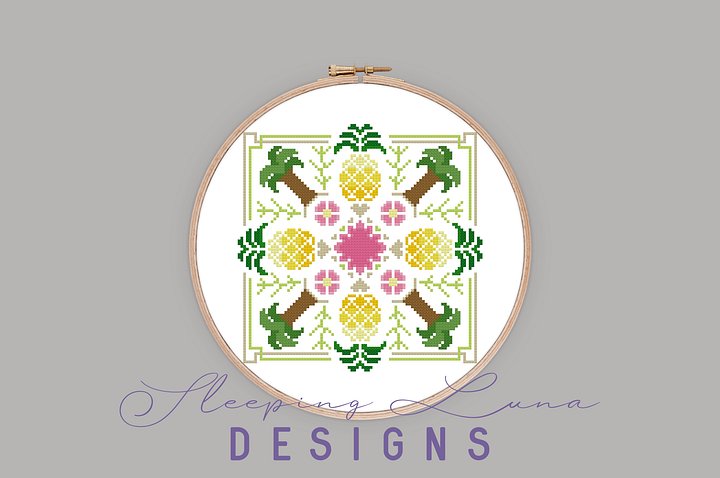 Tropical Pineapples - Digital Cross Stitch Pattern product image (1)